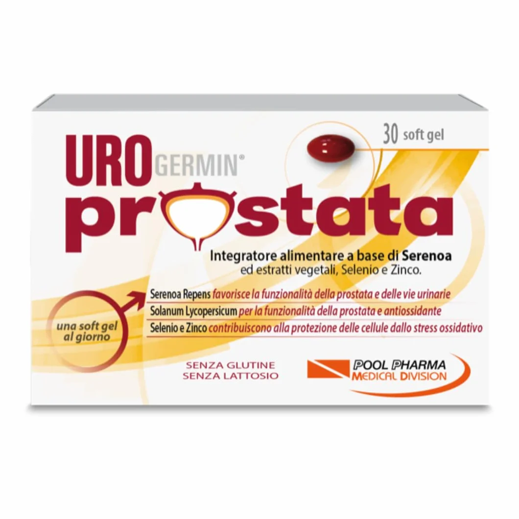 Urogermin Prostata 30 Capsule Molli - Integratore Prostata con Serenoa Repens 320 mg, Licopene, Selenio, Zinco, Fitosteroli