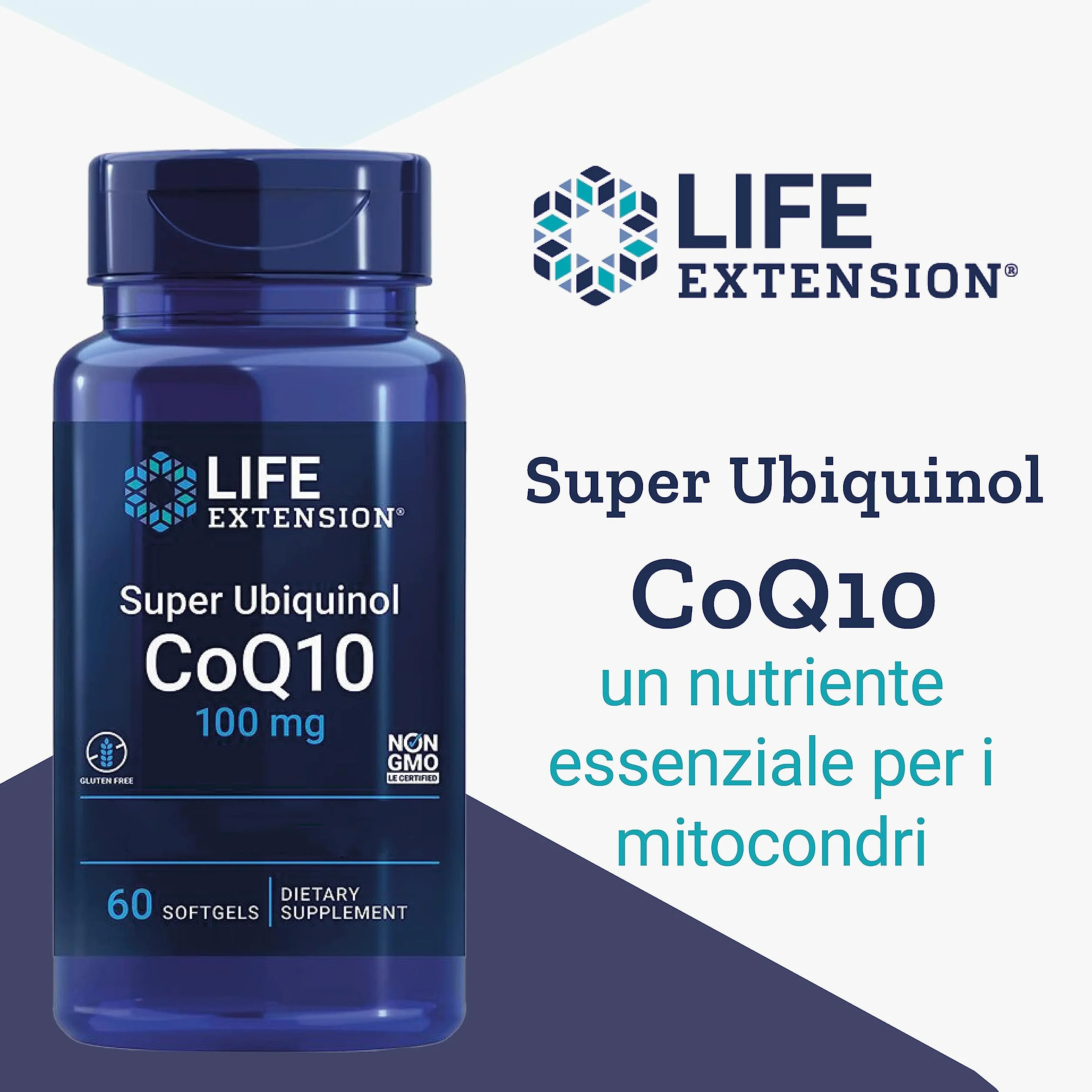 Life Extension, Super Ubiquinol, 100 mg, Kaneka-Q10, 60 Capsule molli, Testato in Laboratorio, Senza Glutine, Senza Soia, Non OGM