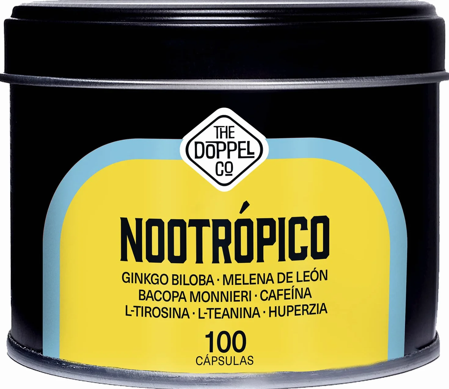 100 Capsule di Nootropico Naturale - 800 mg - Memoria, Concentrazione, Energia - Ginkgo Biloba, Criniera di Leone, Caffeina, Bacopa Monnieri, Tirosina, Teanina, Huperzia - Prodotto in Europa