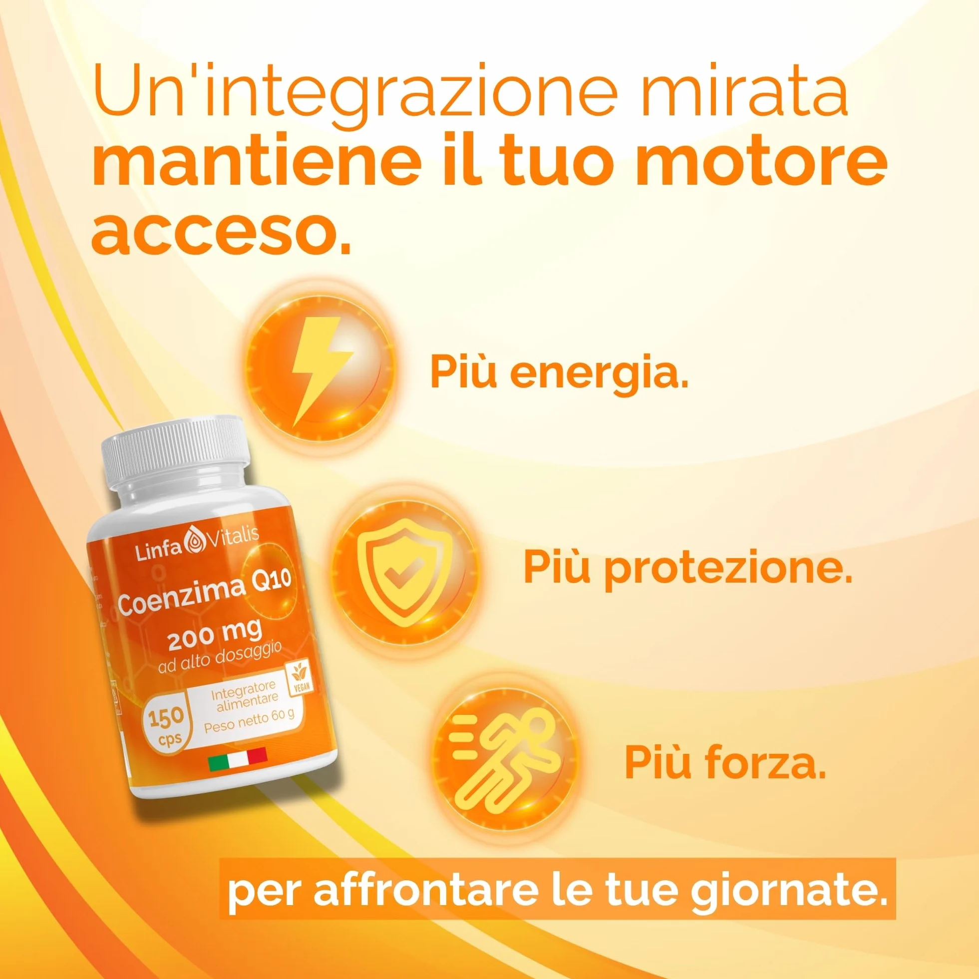 Coenzima Q10 Ubiquinone 200mg 150 Capsule Vegane - Integratore CoQ10 Altamente Biodisponibile - Antiossidante, Antiage, Energia, Sistema Immunitario