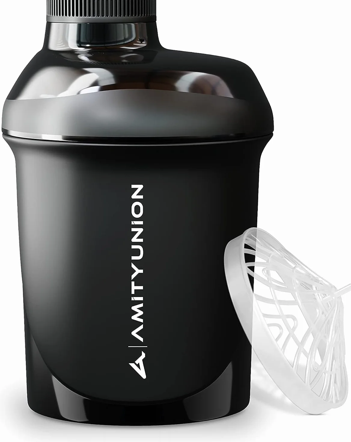 AMITYUNION Shaker proteico da 400 ml con colino per proteine – Piccolo shaker per proteine a prova di perdite, senza BPA, con scala per frullati di proteine del siero cremoso, concentrati di proteine