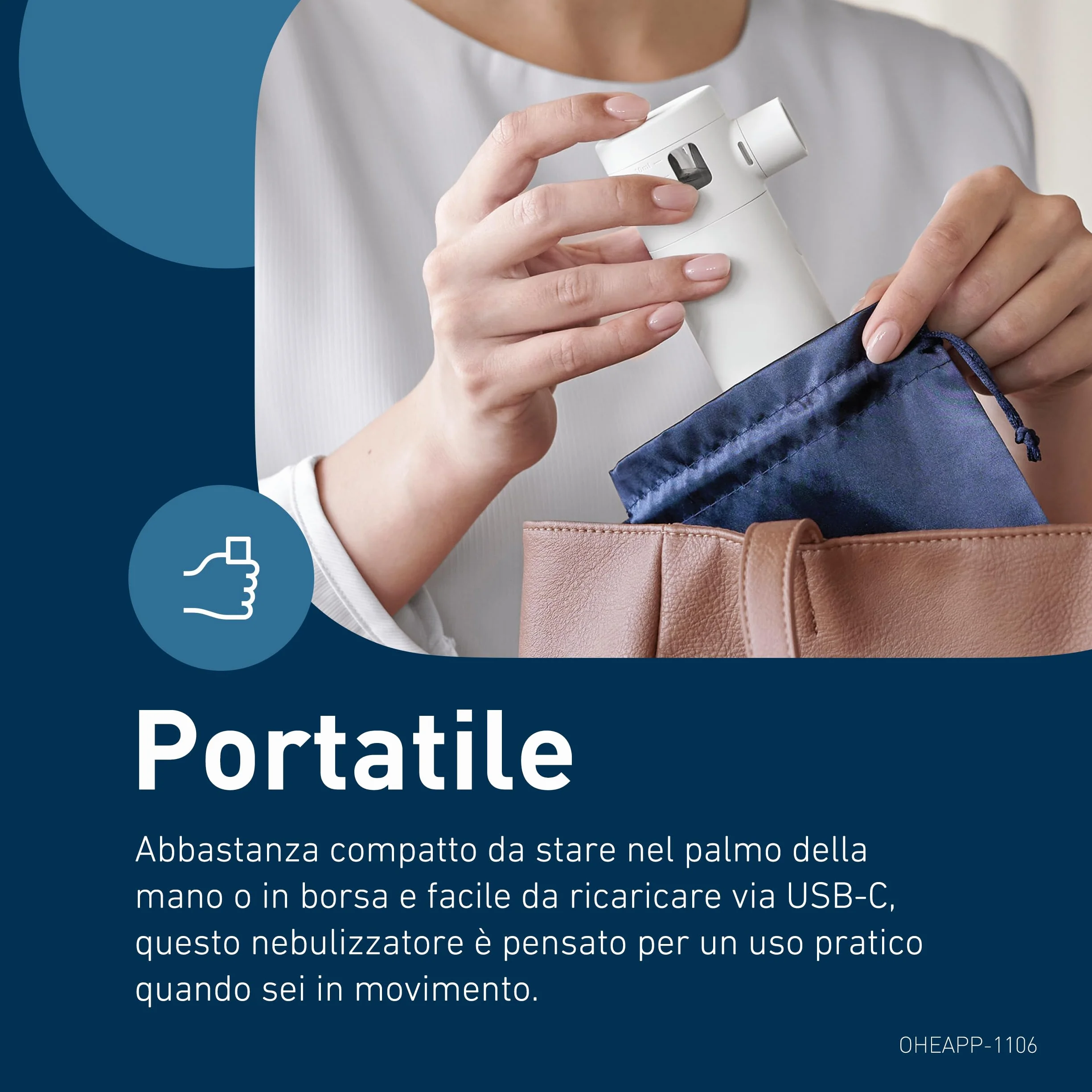 OMRON MicroAir Move Aerosol Mesh Portatile Silenzioso Macchina Aerosol Adulti Bambini Ricaricabile USB-C Design Compatto