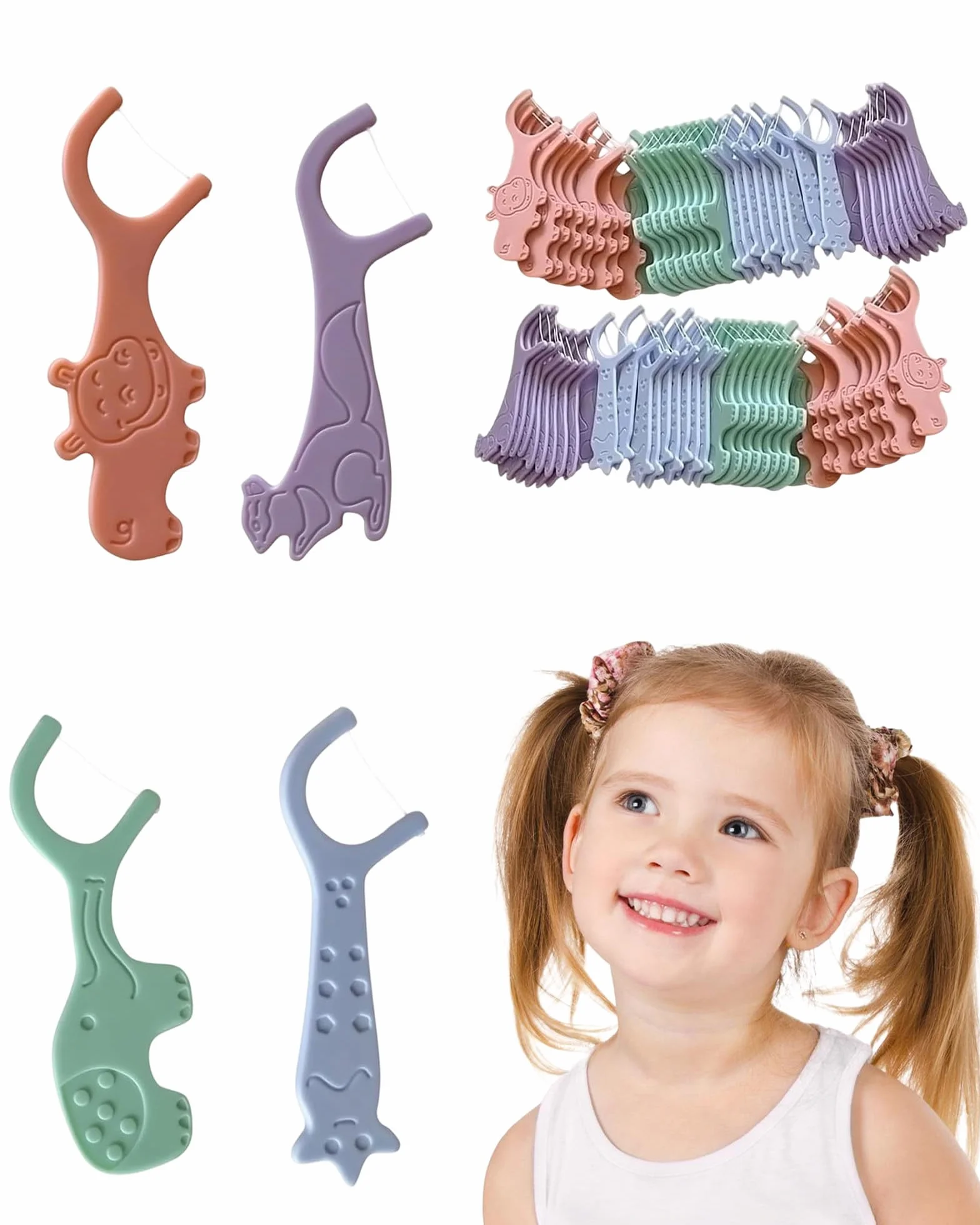 Confezione Da 80, Filo Interdentale Bambino, Resistente All'usura, Archetti Filo Interdentale, Inodore, Infrangibile, Adatto Per Spazi Stretti Tra I Denti, Con Impugnatura Adatta ai Bambini