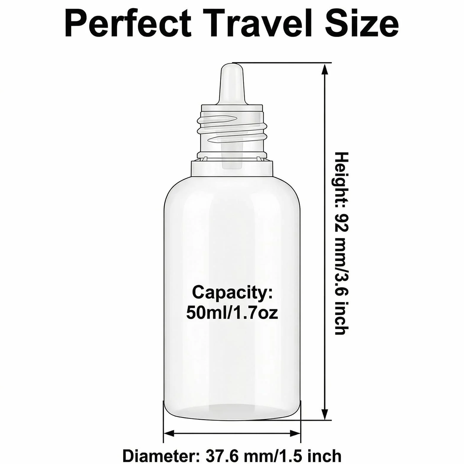 24 Pz 50ml Vuoto di plastica collirio Bottiglia/flacone contagocce/Bottiglie di scarico - con anello di tenuta - Contenitore di flaconi per cosmetici - Ottimo per confezione da viaggio