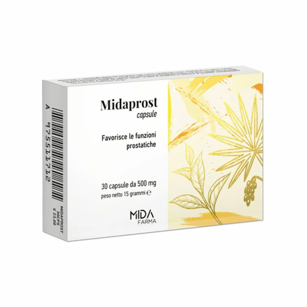 MIDAPROST Serenoa Repens Saw Palmetto 320 mg Tè Verde Magnesio 30 Capsule Prostata Ingrossata Ipertrofia Prostatica Benigna Prostatite