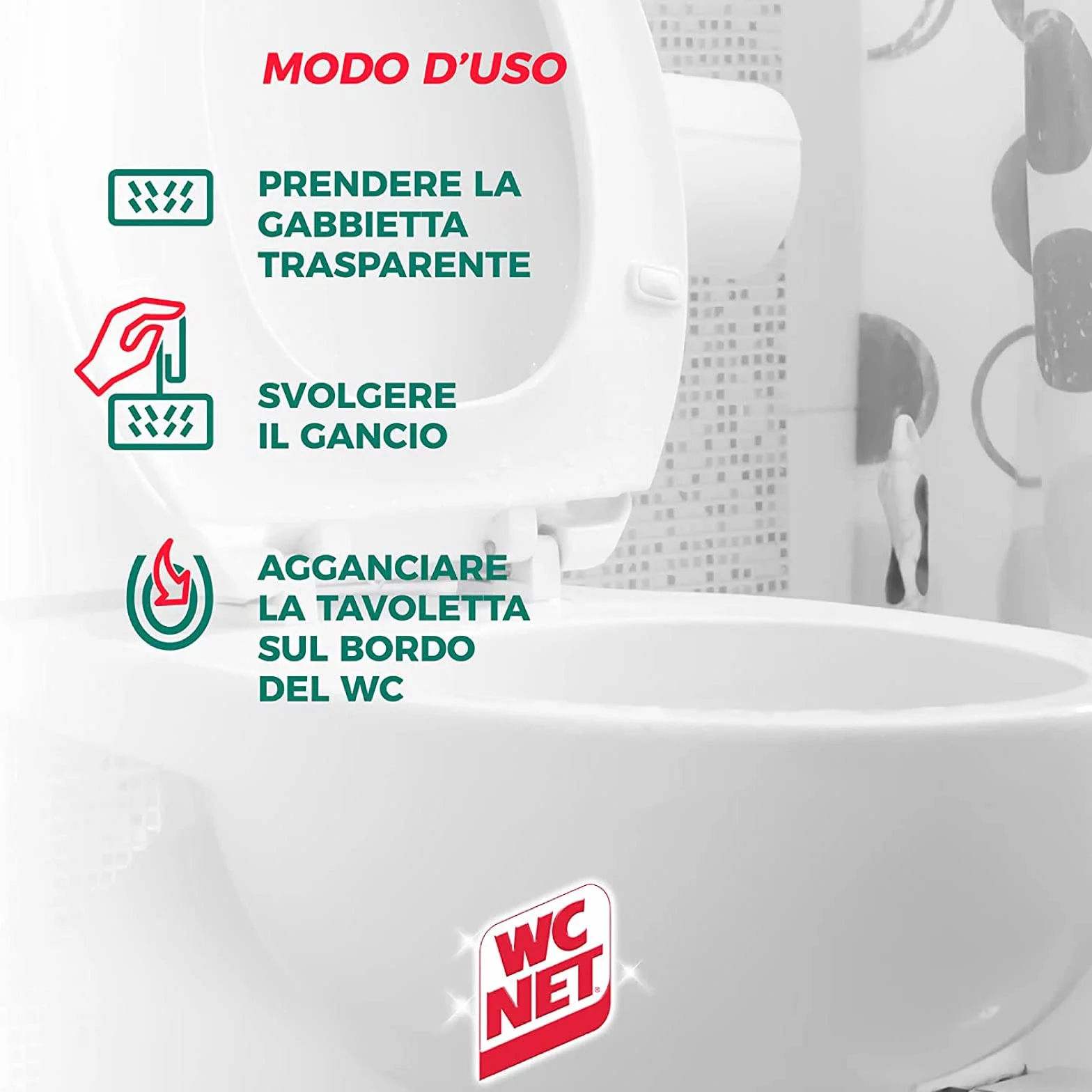 Wc Net - Tavoletta Profumoso 3 Effect, Detergente Igienizzante Solido per WC, Fragranza Ocean Fresh, 4 Pezzi x 4 Confezioni