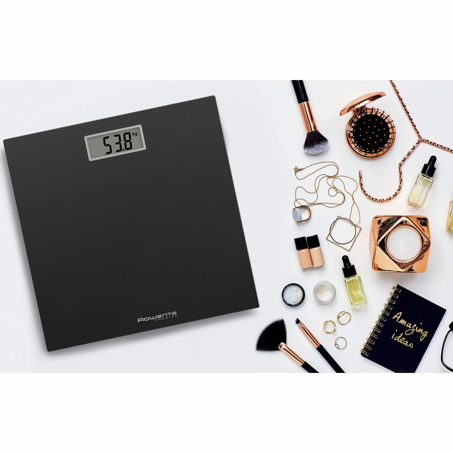 Rowenta BS1400 Premiss Bilancia Pesapersone Digitale Vetro Temperato 30x30 cm 150kg Ultrasottile