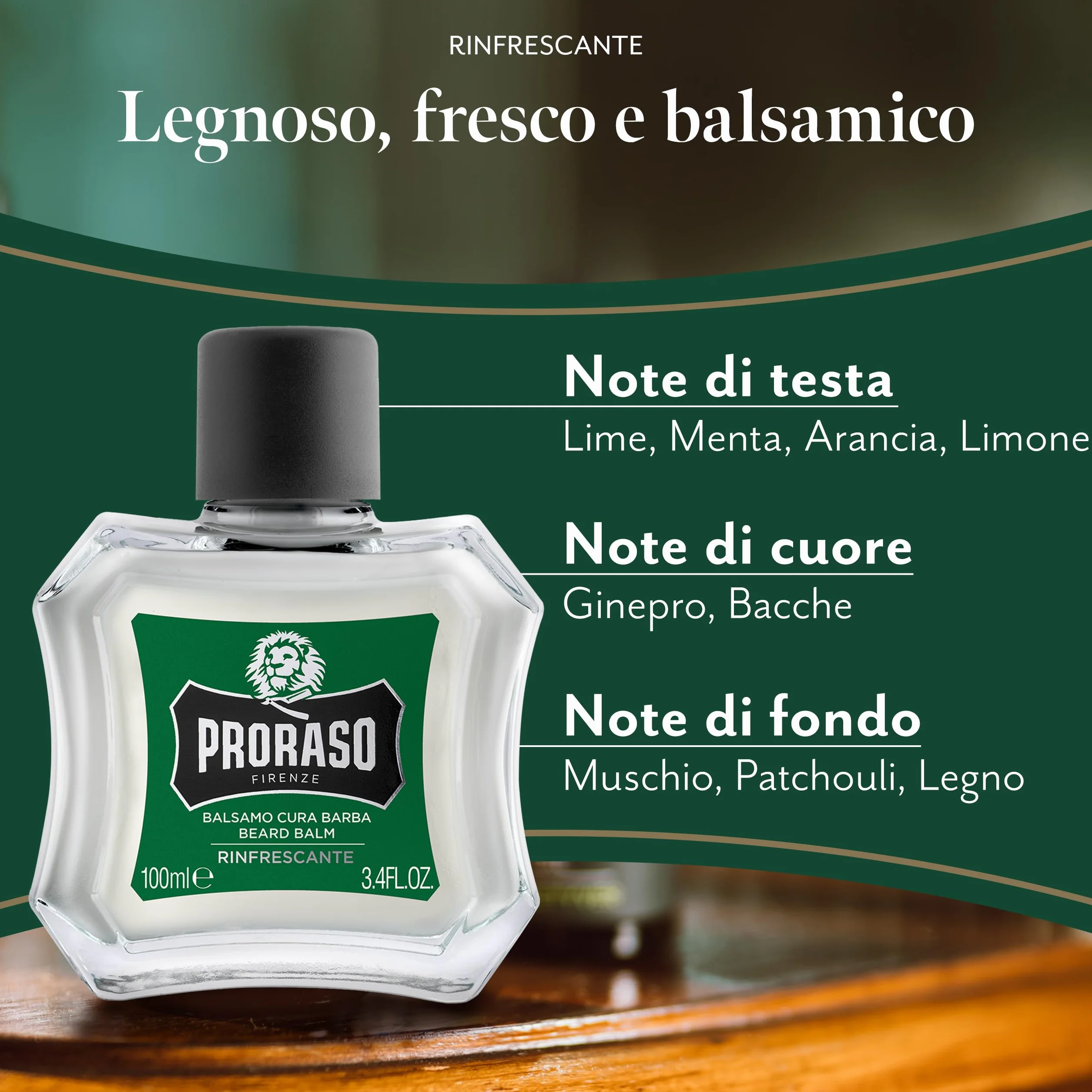 Proraso Balsamo Cura Barba Rinfrescante, 100ml, Balsamo barba uomo per nutrire e ammorbidire la pelle ottenendo immediato sollievo, Made in Italy