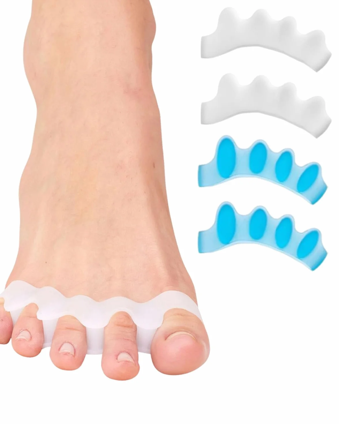 Separatore Dita Piede 4 Pezzi Distanziatori in Silicone per Alluce Valgo, Dita a Martello e Borsiti