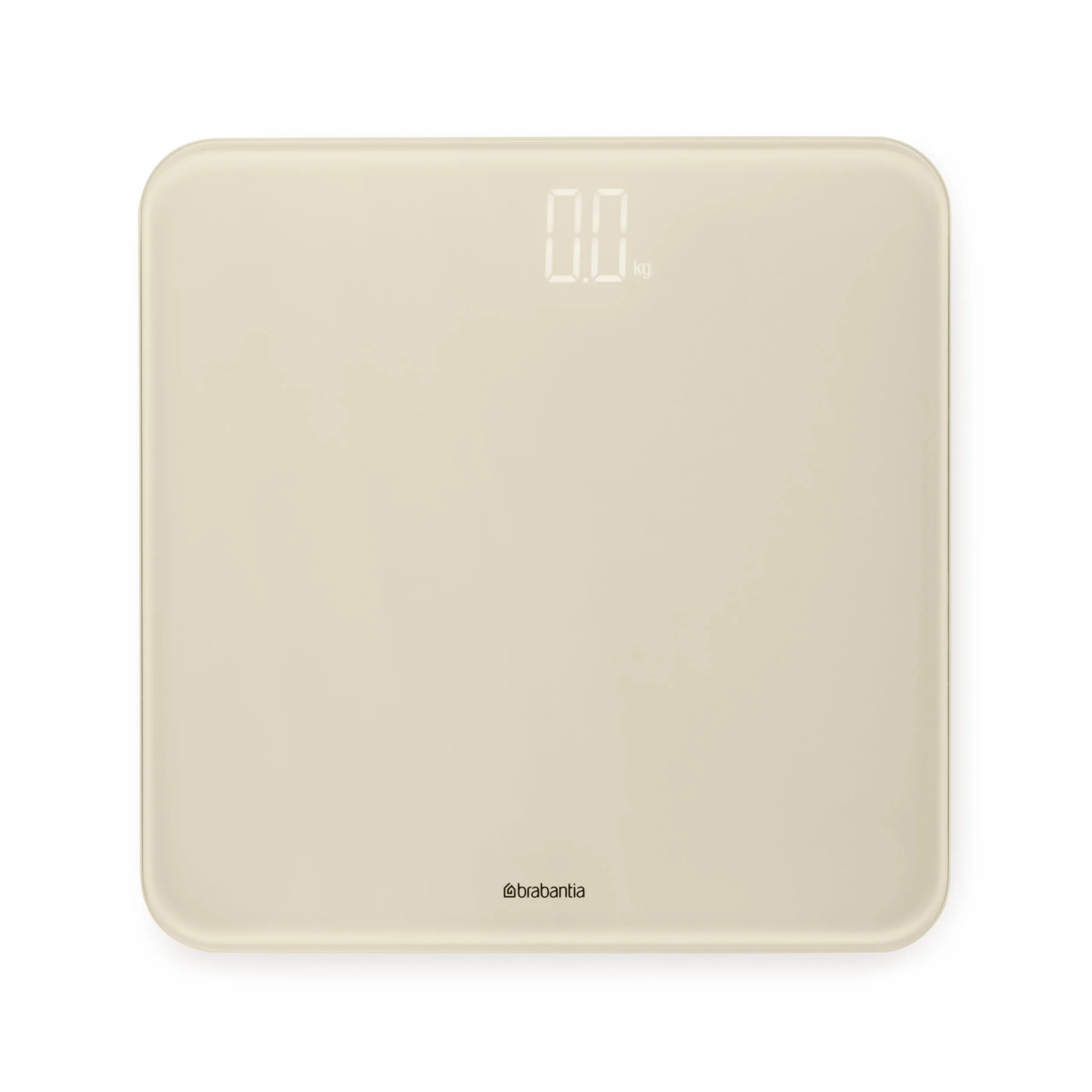 Brabantia - ReNew Bilancia Pesapersone Digitale - Bilancia con Piano in Vetro Portata 180 kg - Piedini Morbidi Antiscivolo - 4x Batterie AAA Incluse - Soft Beige - 30 x 30 cm