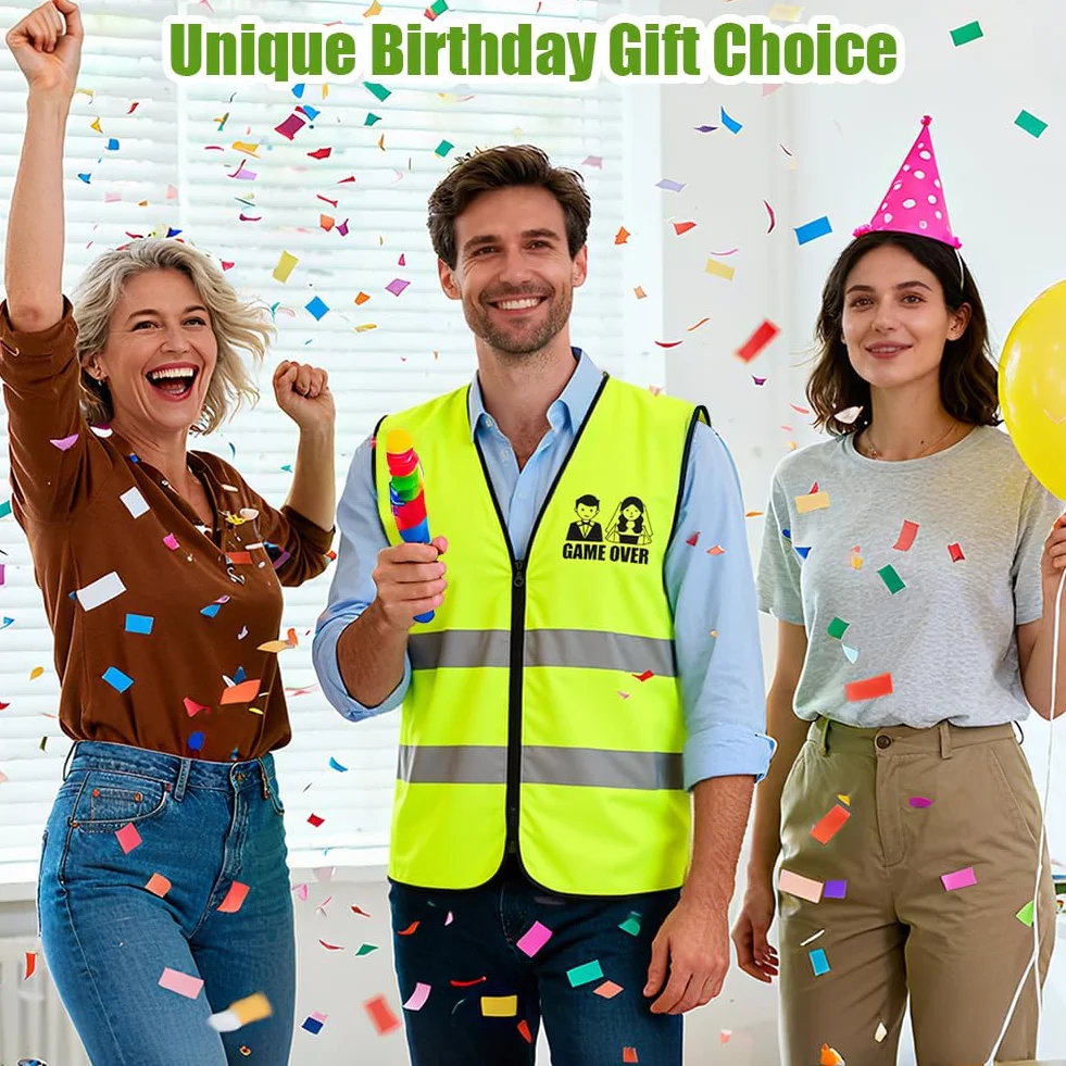 Addio al Celibato, Gilet Riflettente Sposo, Decorazione Giubbotto di Avvertimento, Maglietta Jga, Idea Regalo Divertente per Futuro Sposo Costume Addio al Celibato Uomo