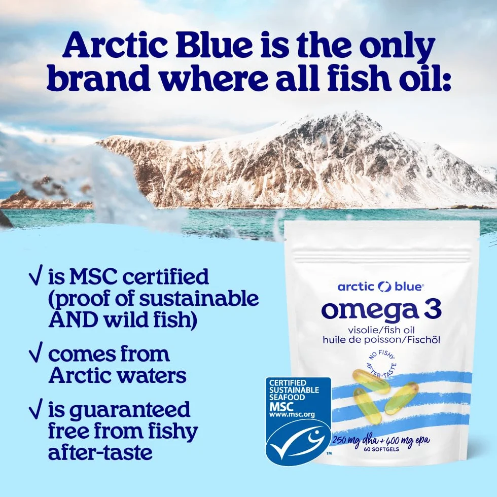 Omega-3 Olio di Pesce 1200 mg 60 Capsule — Alaska Colin Olio EPA 400 mg DHA 250 mg MSC