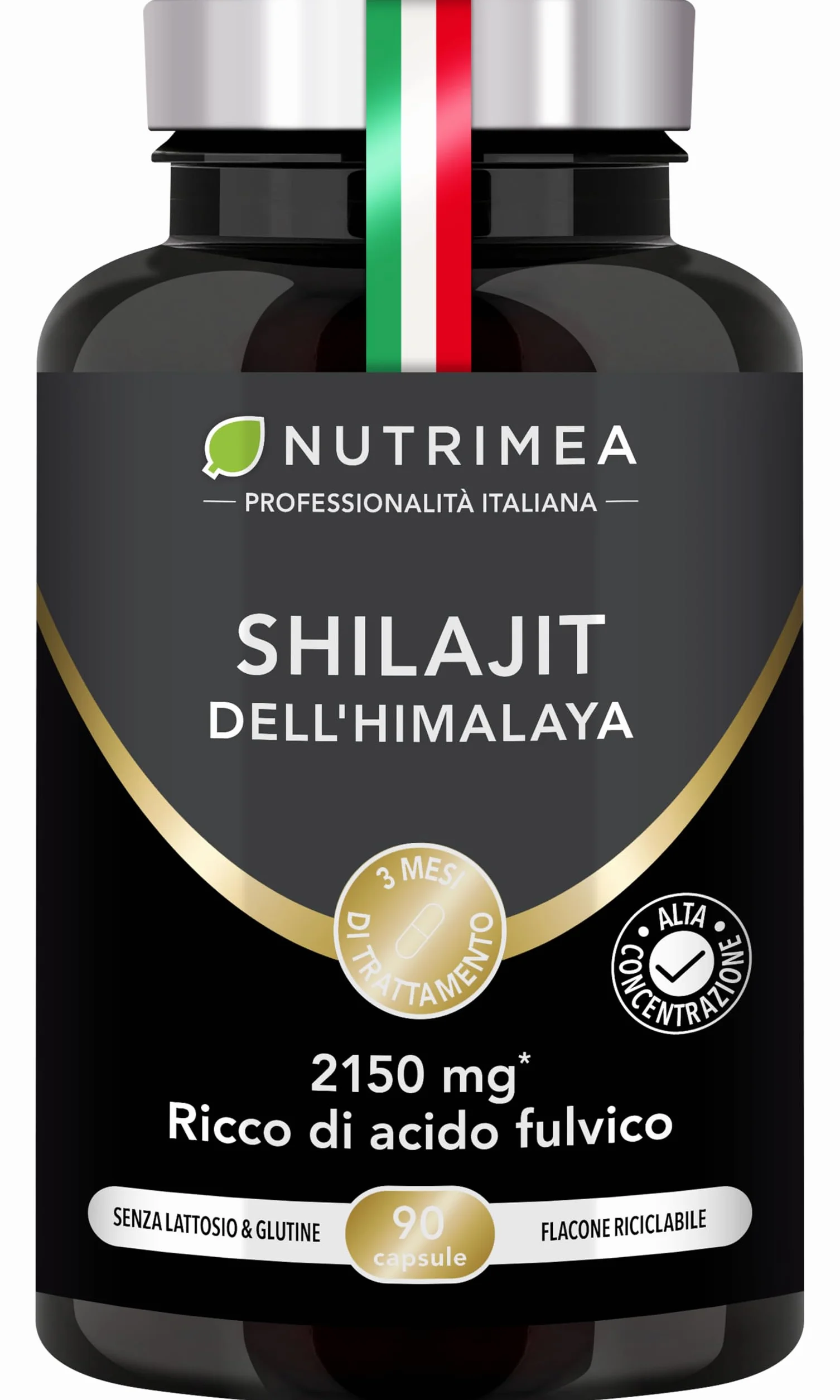 Shilajit Puro | 2150 mg per Capsula | Estratto 5:1 Standardizzato al 50% in Acido Fulvico | 100% Puro | 90 capsule | Nutrimea