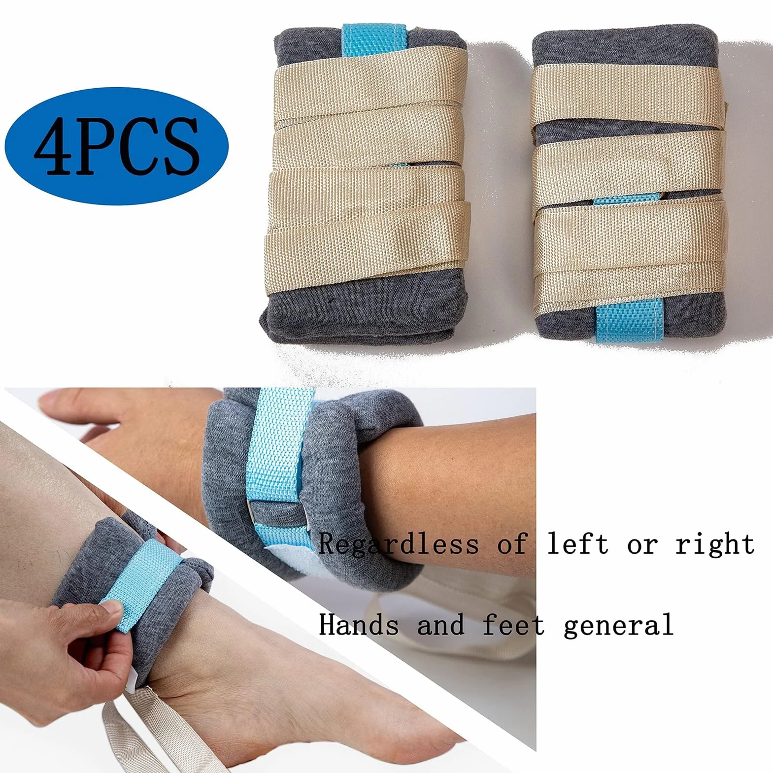Cinghie anti-strangolamento in spugna 4PCS per arti letto ospedaliero cintura di ritenuta paziente