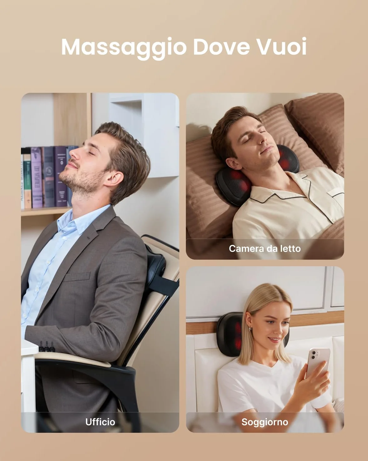 RENPHO Massaggiatore Schiena e Collo, Massaggiatore Cervicale con 3 Velocità, 3D Shiatsu Massaggiatore Cervicale, Cuscino Massaggiante con Riscaldamento, Massaggio Muscolare, Uso a Casa Ufficio