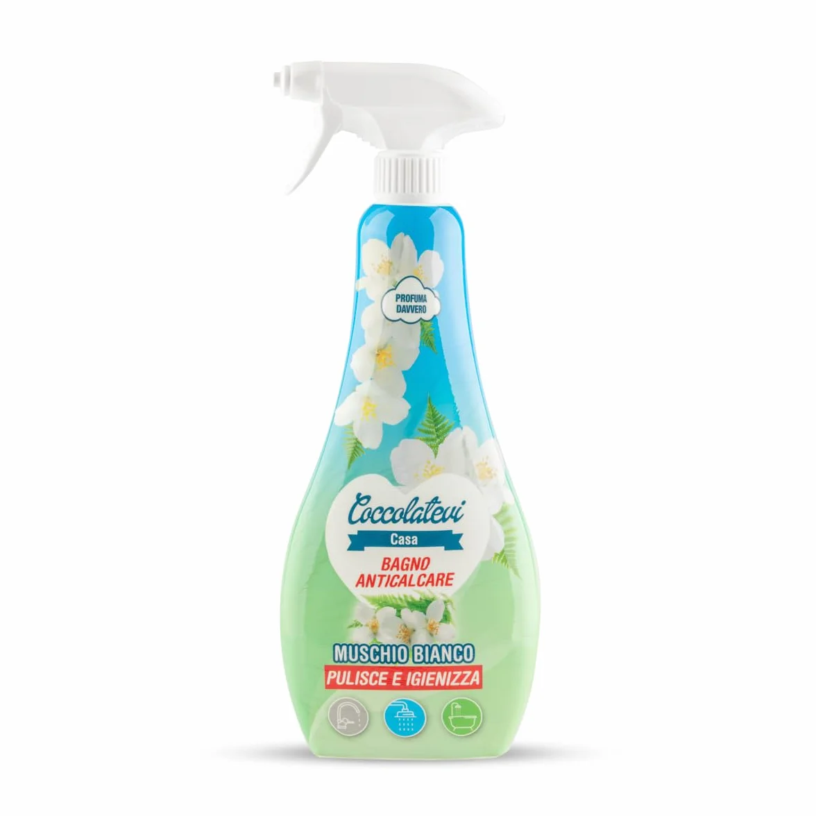 COCCOLATEVI Spray Anticalcare Bagno Muschio Bianco 750 ml x 3 Detergente Bagno