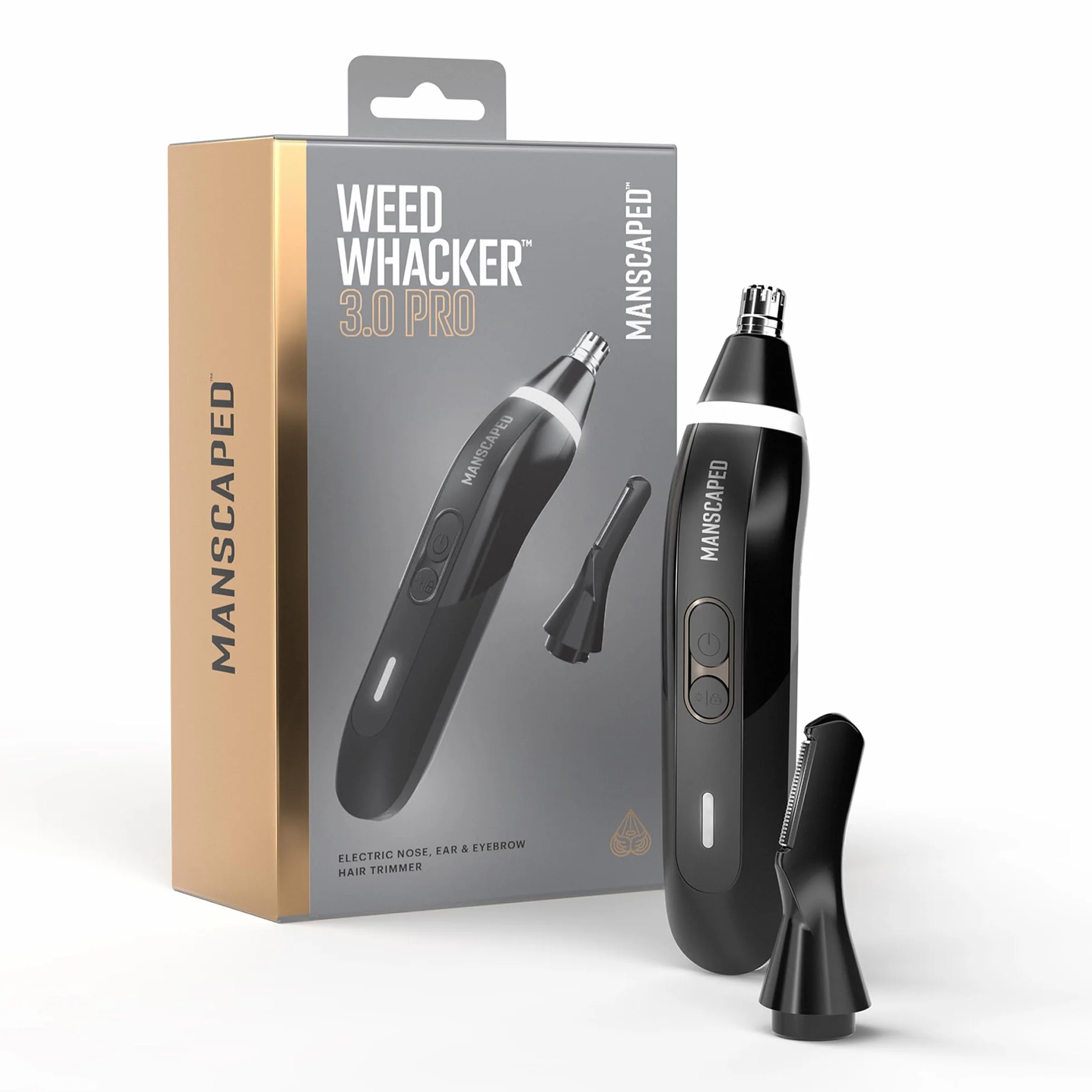MANSCAPED® Weed Whacker® 3.0 PRO Rifinitore elettrico per naso orecchie sopracciglia Sistema a doppia testina SkinSafe® ricaricabile