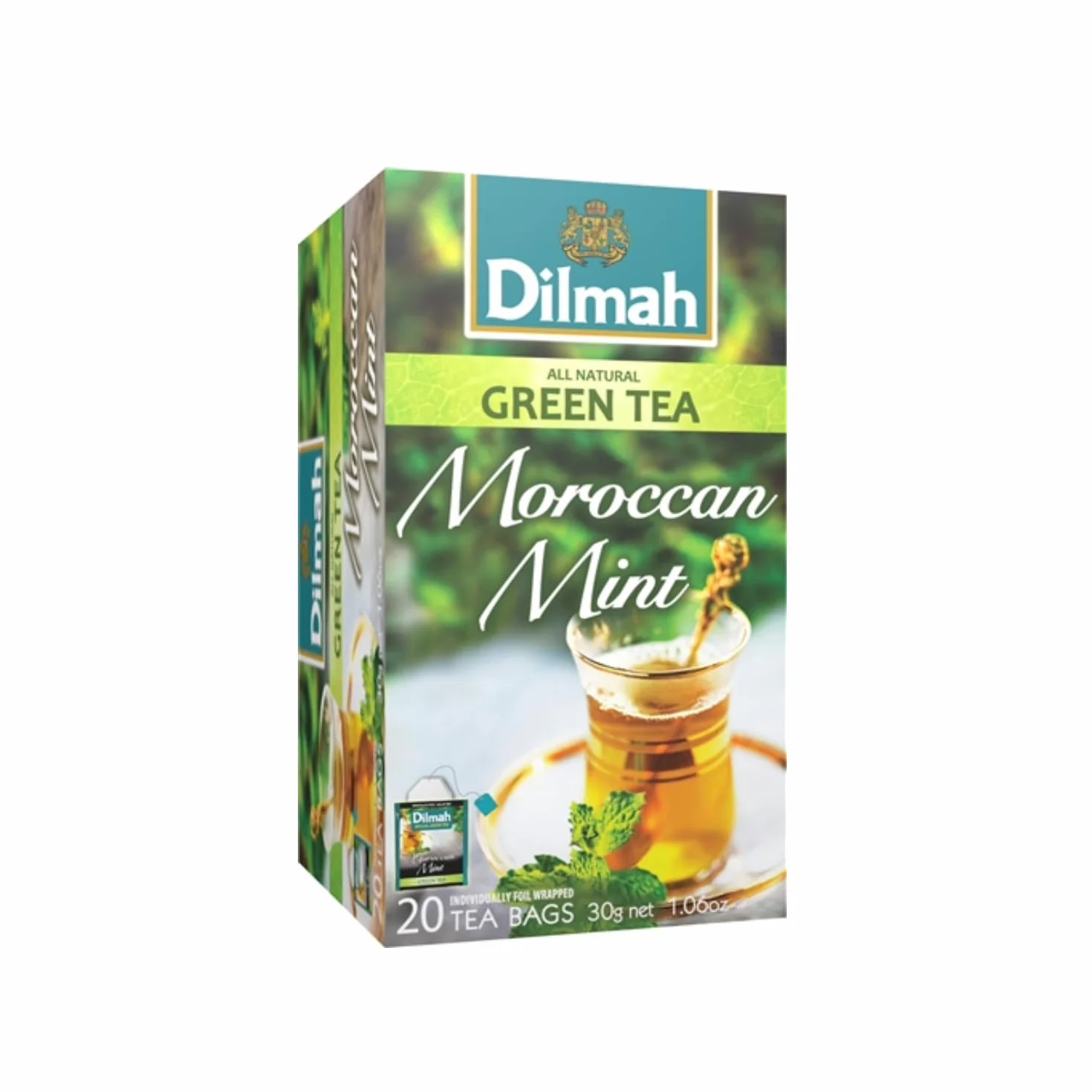 Dilmah® | Puro Tè Verde e Menta Marocchina | Tè Verde Ceylon e Foglie Menta Piperita - 20 Bustine di Tè (30 Gr)