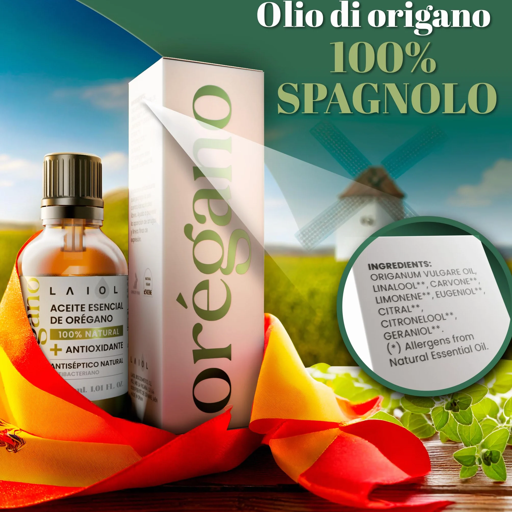 Olio di Origano 30ml Puro – Olio Essenziale Naturale per Uso Alimentare e Terapeutico – Ricco di Carvacrolo