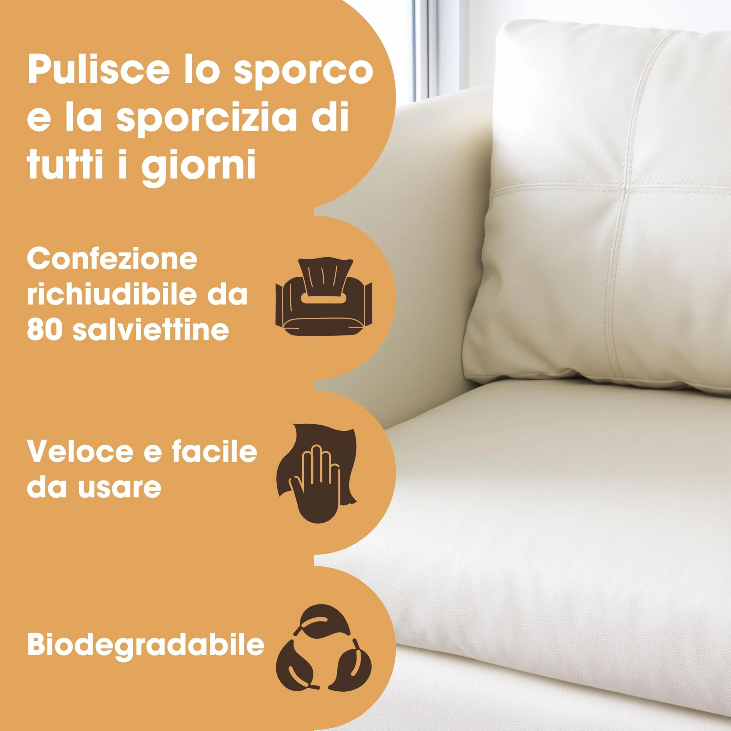 Furniture Clinic Salviette per Pulizia Pelle 80 Biodegradabili Compostabili