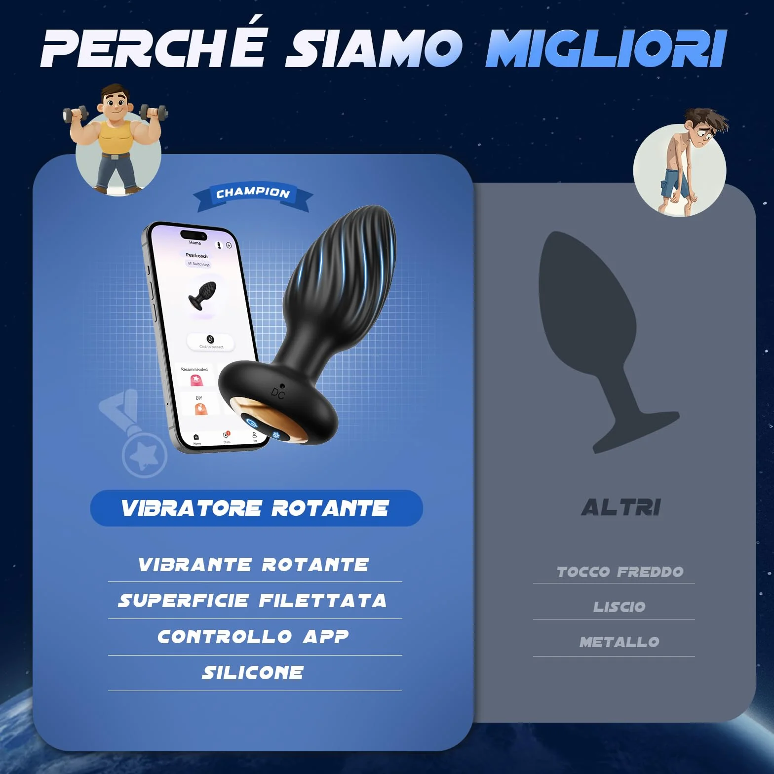 Vibratore Anale Dildo per Uomo con 7 Rotazione e 7 Vibrazione, Sex Toys Sessuali per Coppia