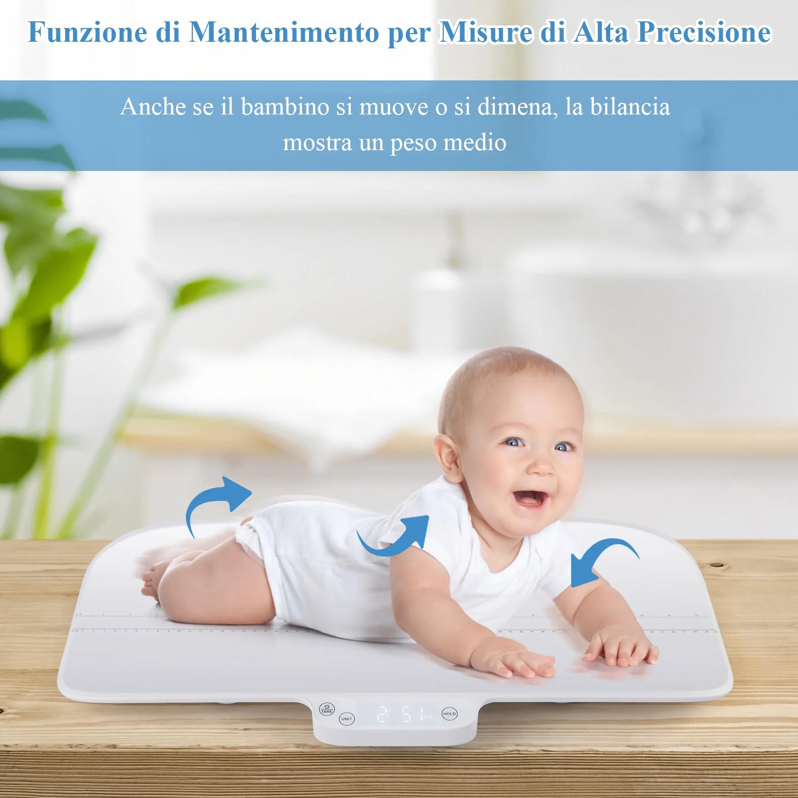 GYMAX Bilancia Digitale per Neonati, Funzioni Hold & Tare, Display LED, 30 kg, Bluetooth