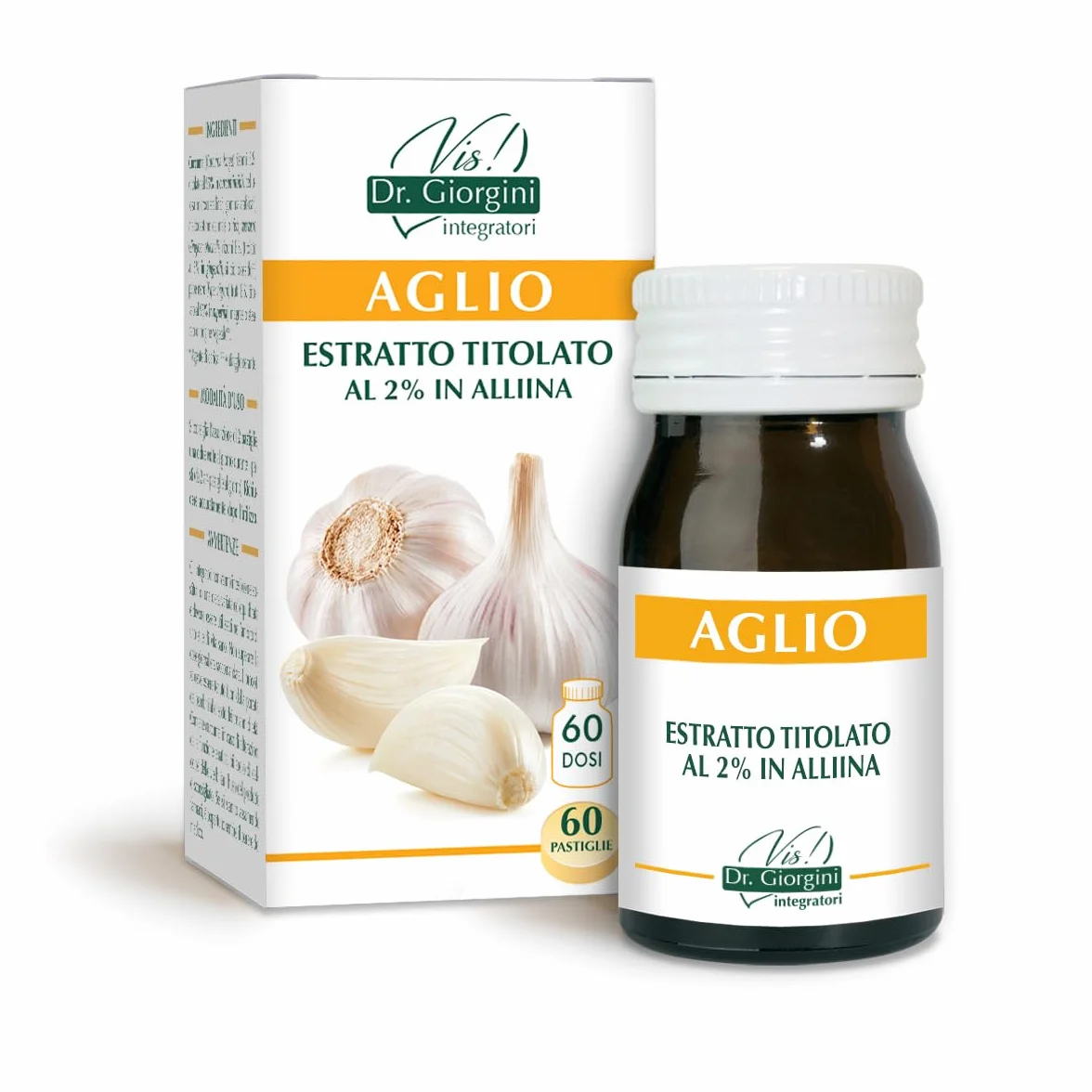 Dr Giorgini Integratore Alimentare, Monocomponenti Erbe Aglio Estratto Titolato al 2% in Allina Pastiglie - 30 g