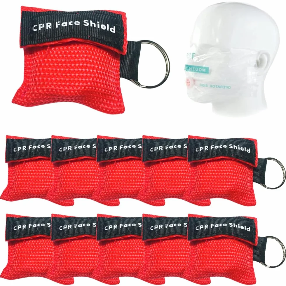 Pocket Mask 10 Pezzi Rosso 5Cm x 5.5Cm Mascherina Respirazione Primo Soccorso Bocca A Bocca