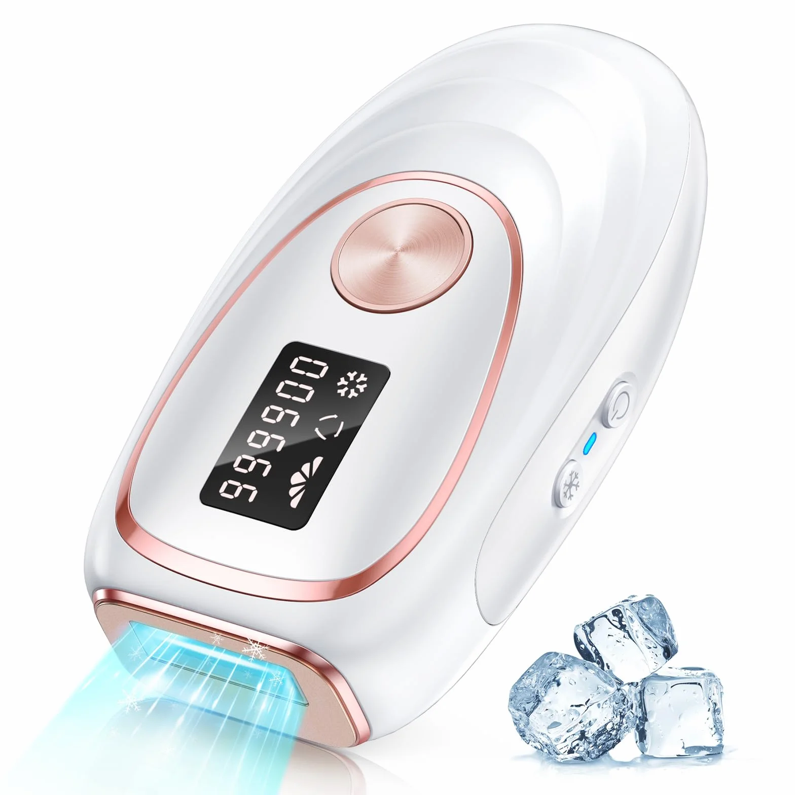 Haarlosy Epilatore Luce Pulsata con Ghiaccio, Efficiente IPL Epilatore Laser 999900 Impulsi Luminosi per Depilatore Corpo Donna, Uomo, Viso, Ascelle, Gambe (Bianco)