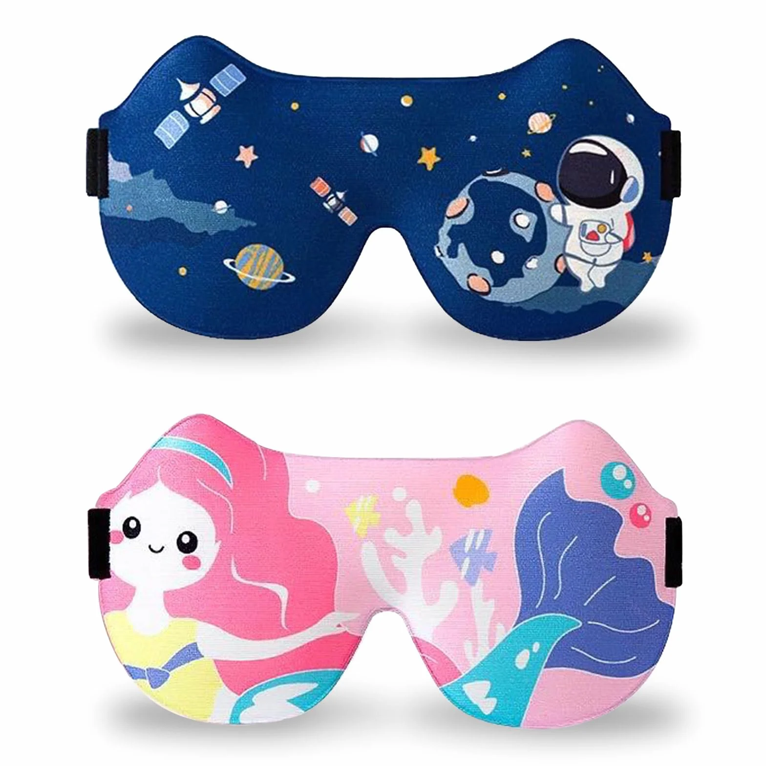 Maschera per Dormire per Bambini, Maschere per Dormire, 2 Pezzi Maschera per Dormire 3D per Bambini, Mascherina per Dormire Morbida con Cinturino Regolabile per Pisolino, Viaggio, Campeggio