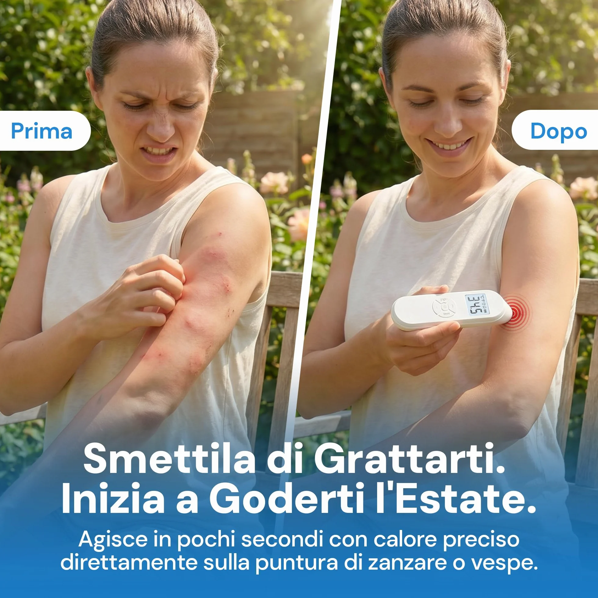 Dopo Puntura Zanzare Bambini e Adulti Antipuntura Elettronico Calore Regolabile 30-55°C LCD
