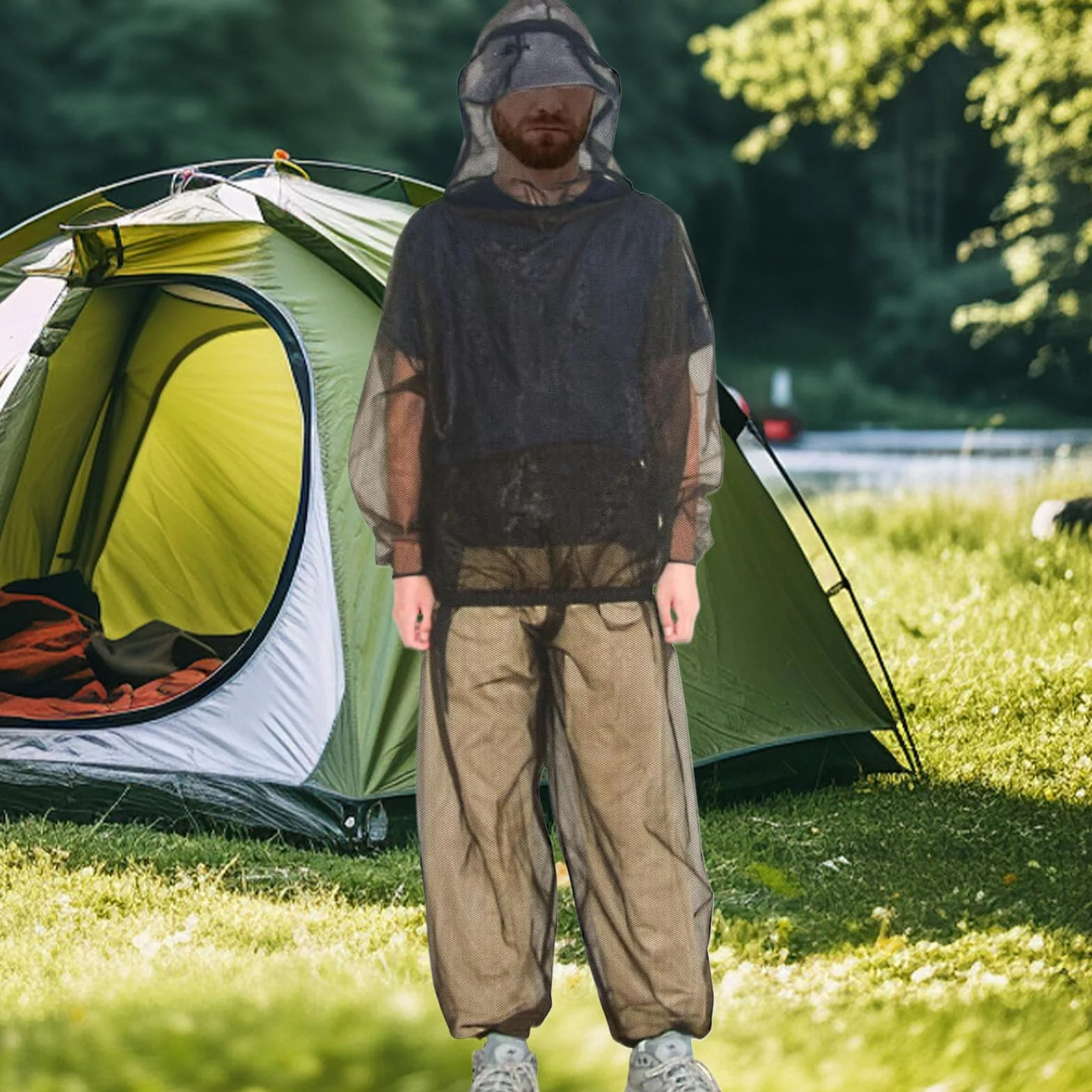 Tuta anti-zanzara per adulti in rete traspirante per escursionismo campeggio all'aperto