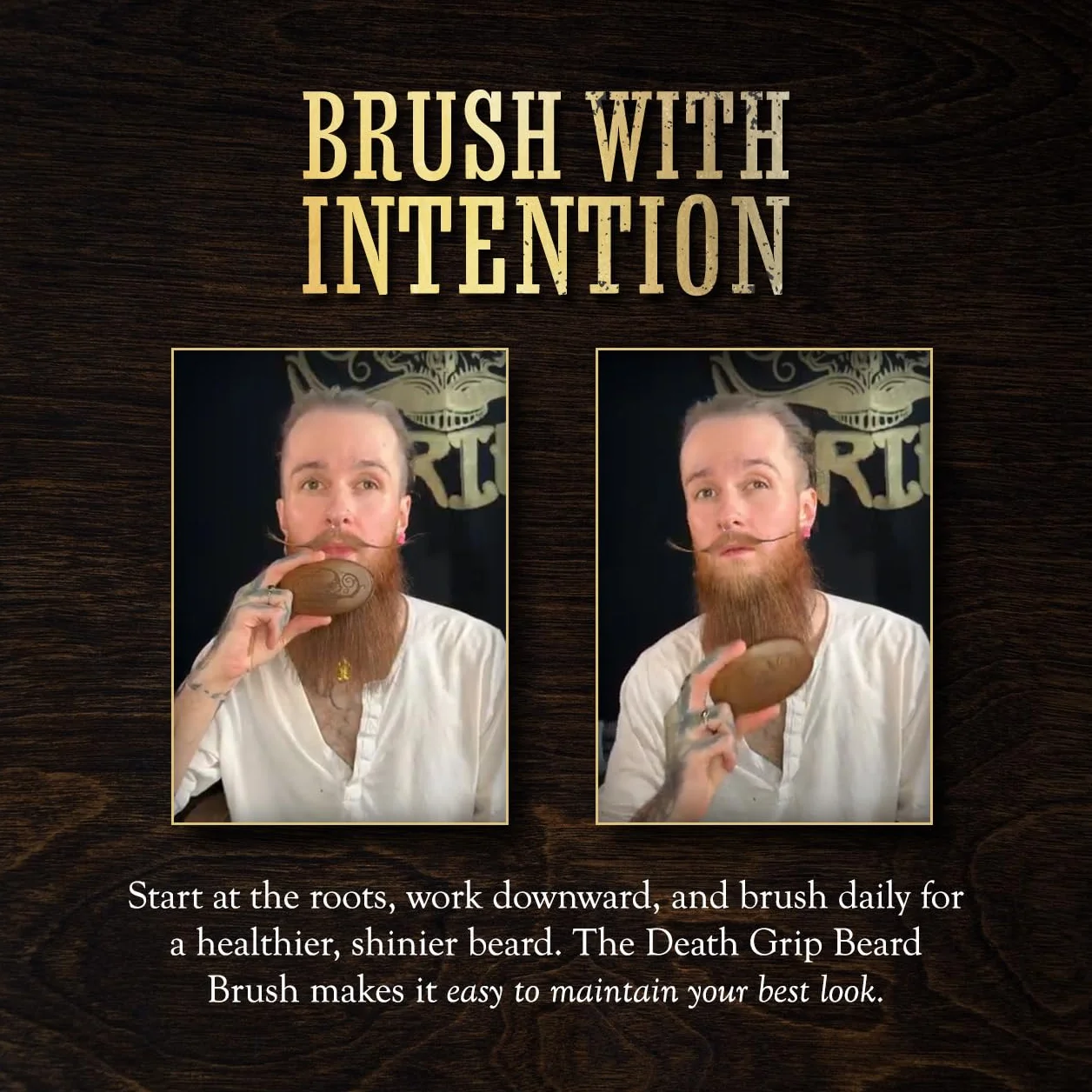 Spazzola da barba da uomo con 100% setole di cinghiale, spazzola ovale in legno stile militare per la cura di baffi e barba, strumento tascabile per peli del viso per barba spessa, grossolana e riccia