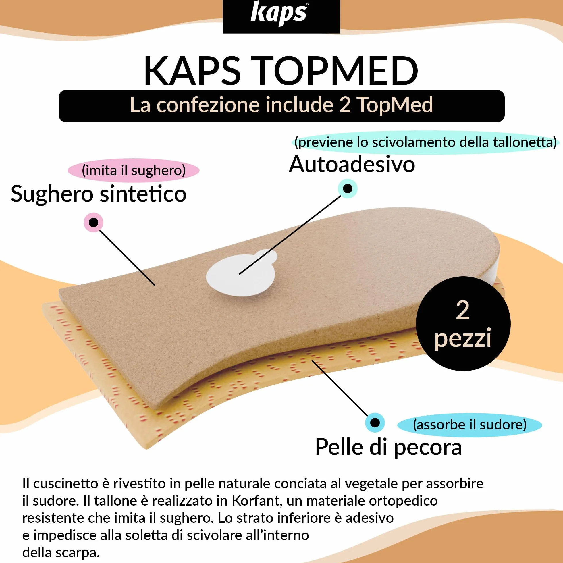 Elevatore per Tallone, Rialzo per Tallone, Zeppa Ortotica, Pad per Scarpe, Molte Larghezze e Spessori, Copertura in Pelle, Topmed, Fornito a NHS, 2 Pezzi Sinistra e Destra