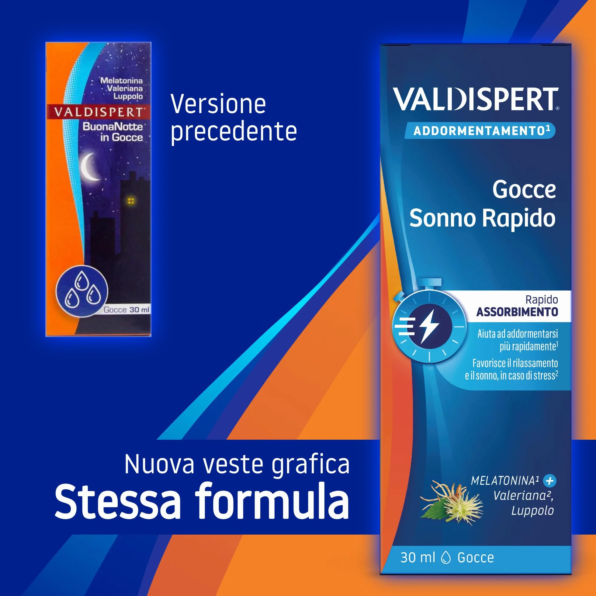 Valdispert Gocce Sonno Rapido Integratore Alimentare Melatonina Valeriana Luppolo 30 ml