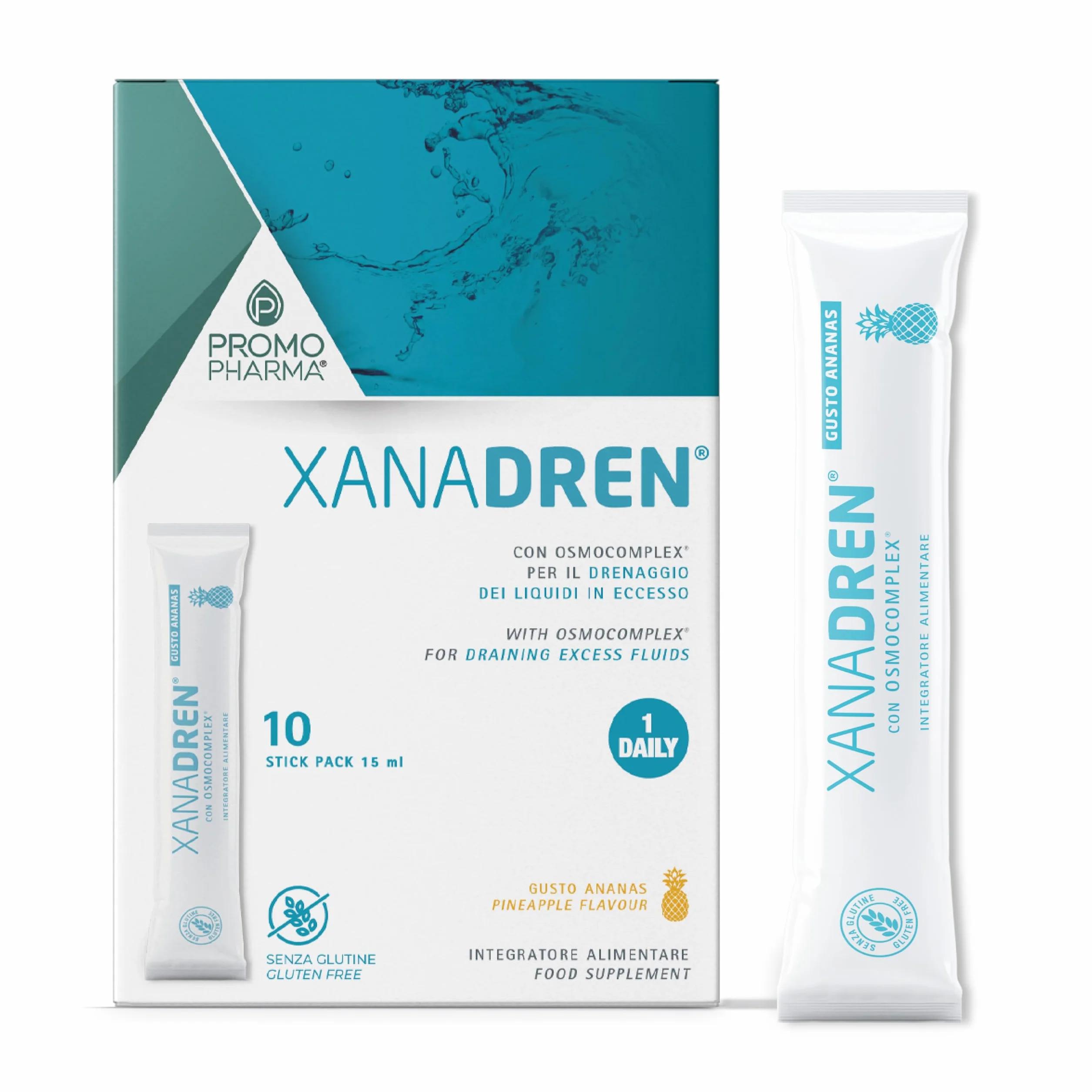 Xanadren MD Integratore Alimentare Betulla Pilosella Equiseto Ortica Drenante Diuresi Ananas 10 Stick 15 ml
