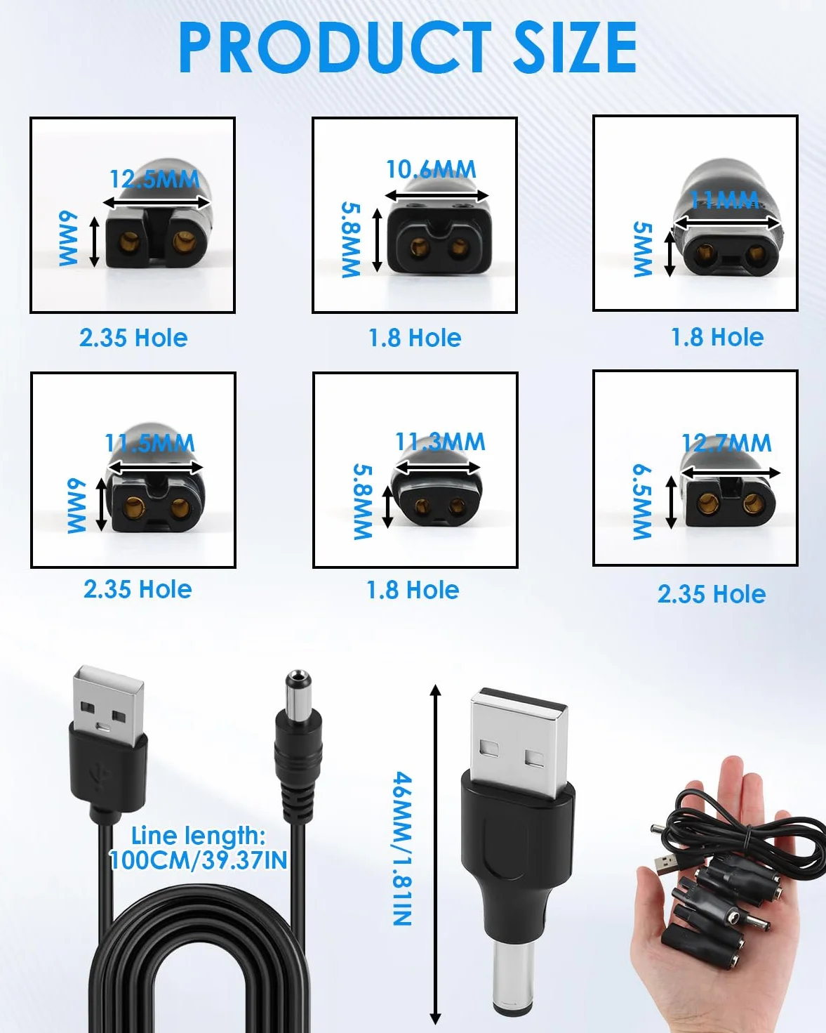 Caricabatterie da rasoio 5 V universale Kit adattatore di alimentazione con 7 punte connettori