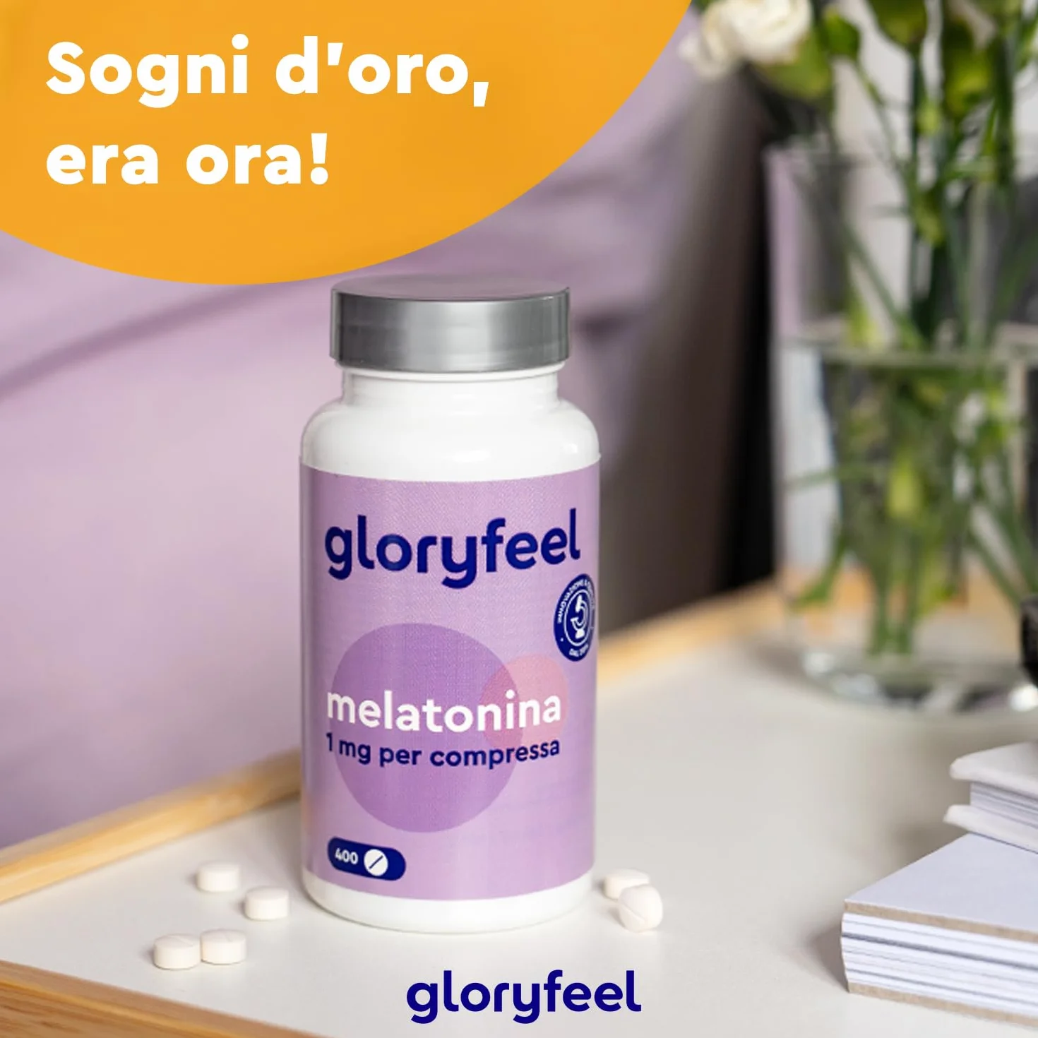 Melatonina 400 Compresse 1 mg per Dormire, Rilassamento, Vegan