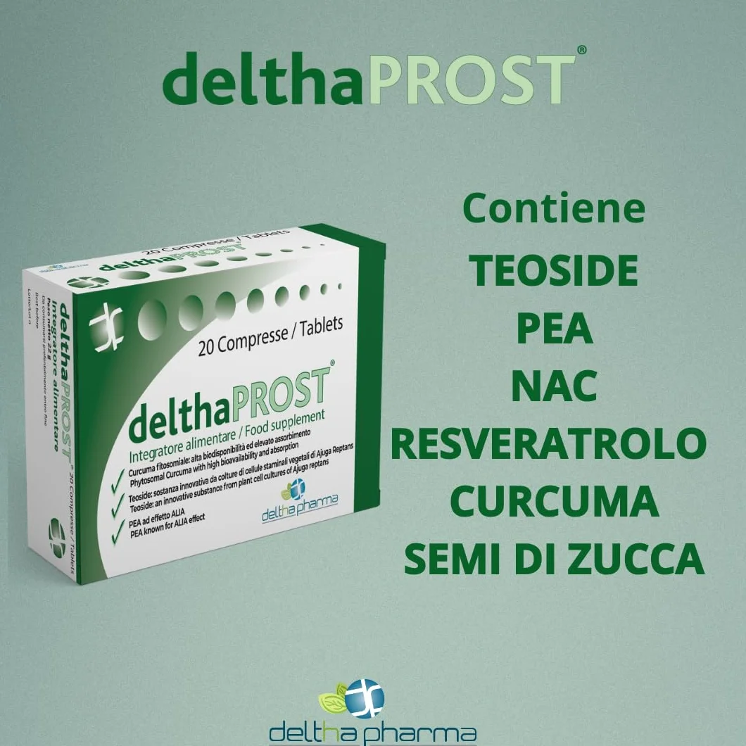 Integratore Prostata con Teoside, PEA, NAcetilcisteina, Resveratrolo, Curcuma Fitosomiale e Semi di Zucca