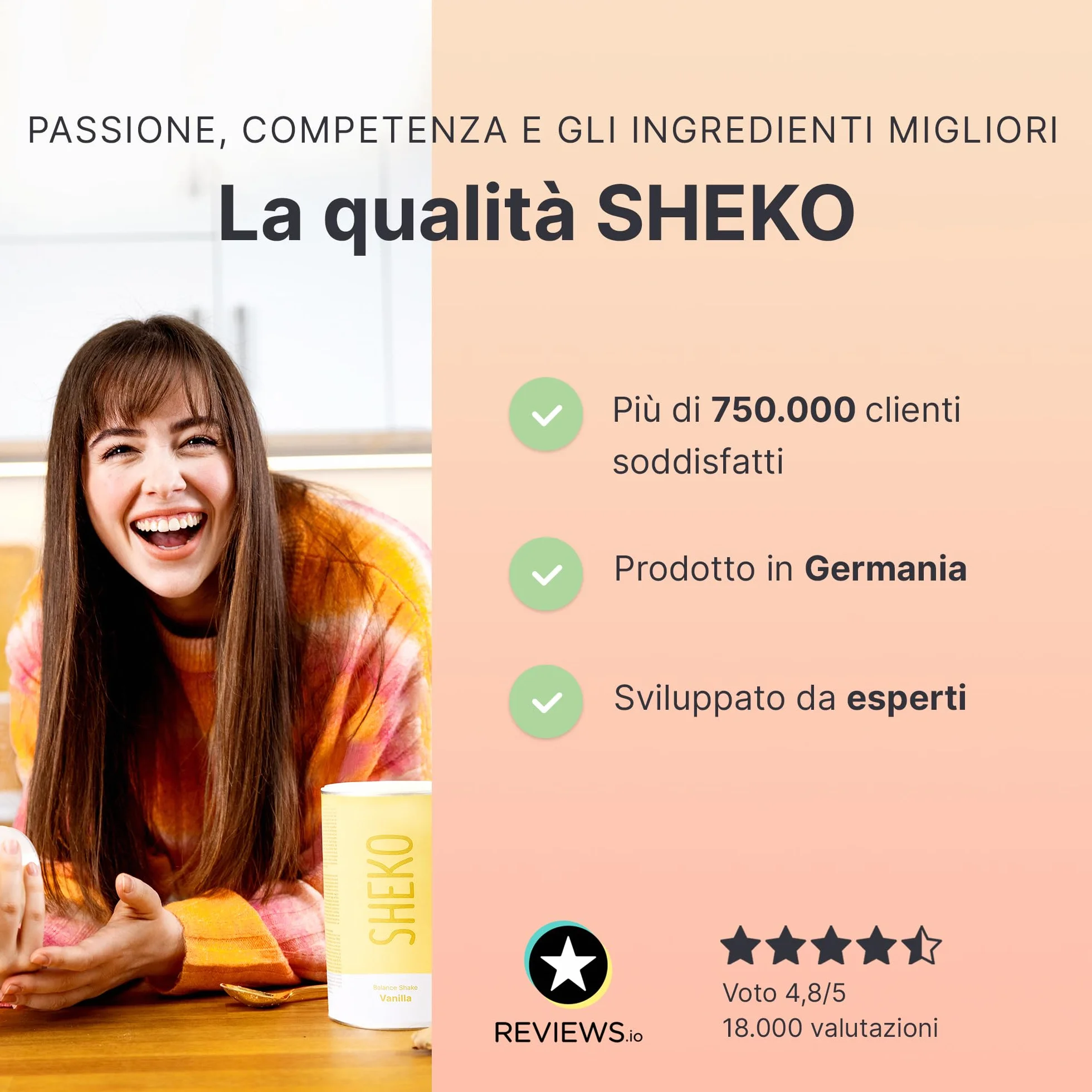 SHEKO Collagene Idrolizzato 450g - Natural Bioactive Collagen Powder - Peptidi di tipo 1, 2, 3