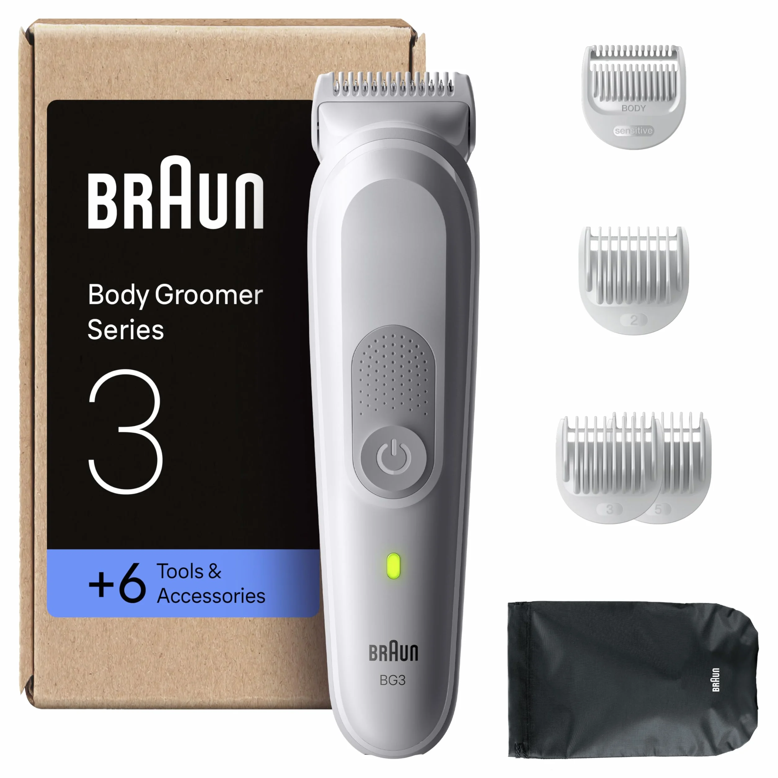 Braun Series 3 Rasoio Elettrico Corpo Uomo con Skinguard, Impermeabile, 80 Min Utilizzo, Grigio