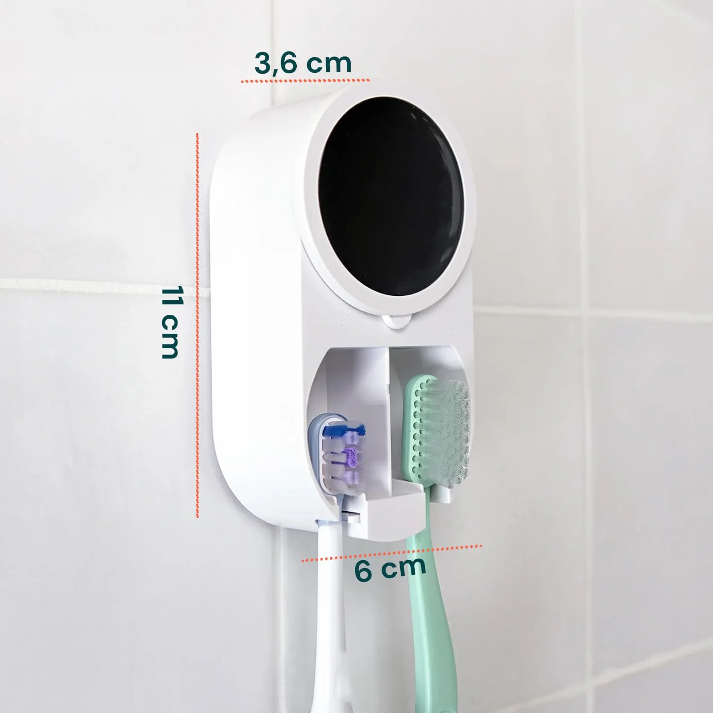 Avilia Sterilizzatore Spazzolini da Parete UV-C con Sensore Infrarossi e Display LED - Asciugatura Automatica e Ricarica USB - Porta Spazzolino Antibatterico per Spazzolini Manuali ed Elettrici