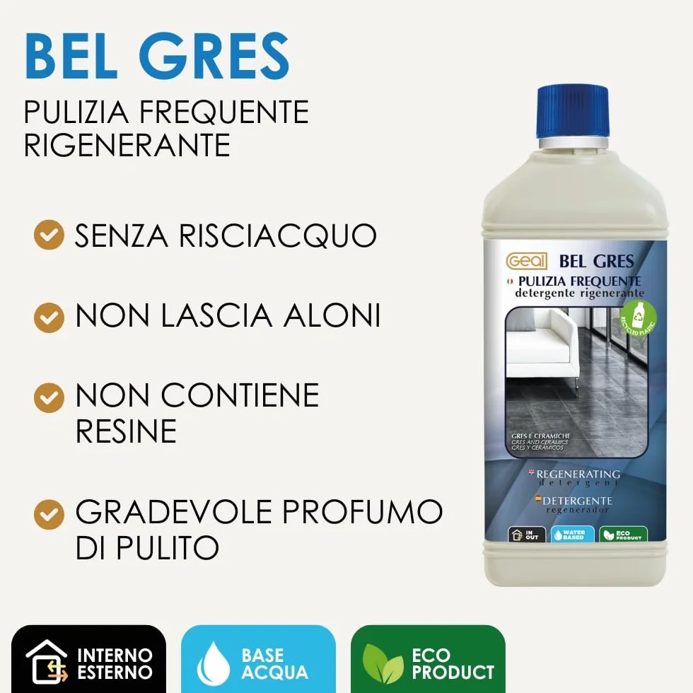 GEAL BEL GRES Detergente Rigenerante per Pavimenti Gres Porcellanato 1L