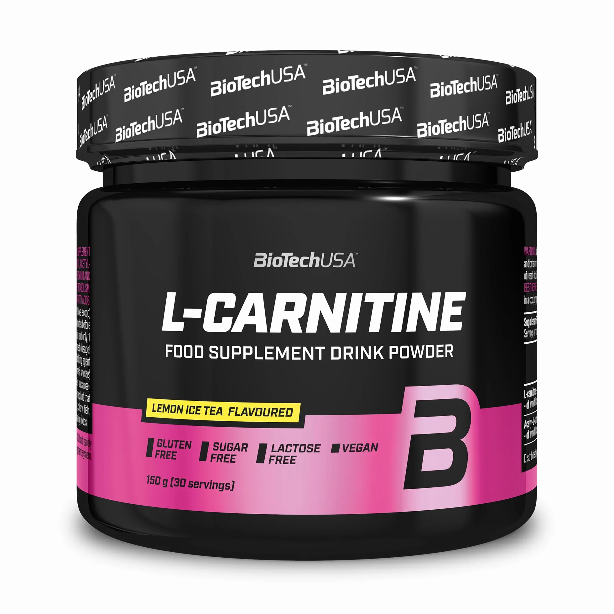 BioTechUSA L-Carnitina Drink Powder | 2.000mg/serving | Vegan, Senza Glutine, Senza Zucchero | Aumenta il Metabolismo e l'Energia, 150 g, tè freddo al limone