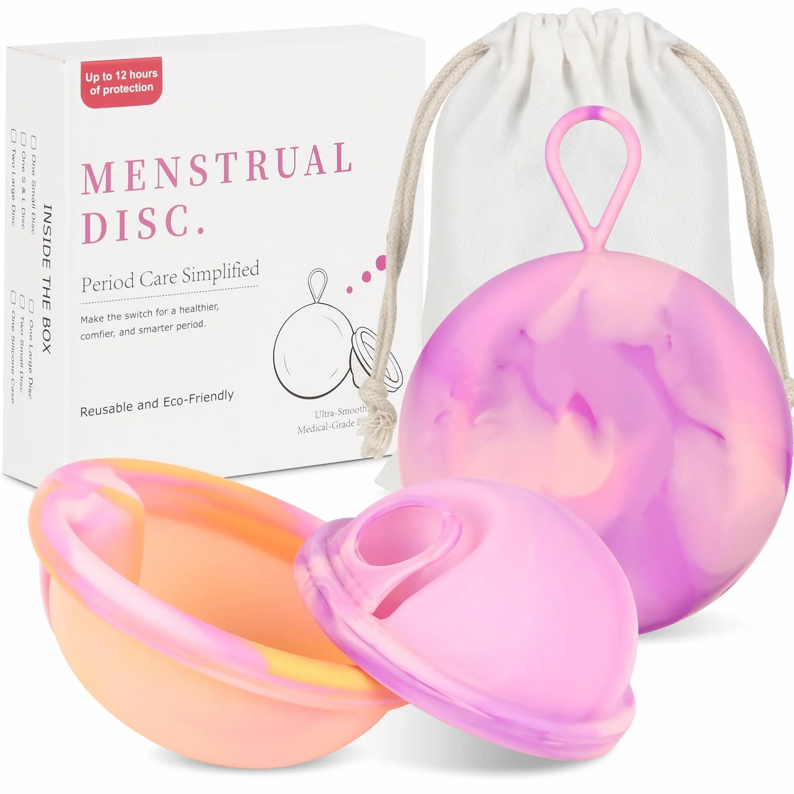 Disco Mestruale, Coppetta Mestruale in Silicone, Disco Menstruale, Disco Periodico Riutilizzabile, Coppetta Mestruale morbida, Tenuta Stagna Alternativa ai Tamponi (S+L)