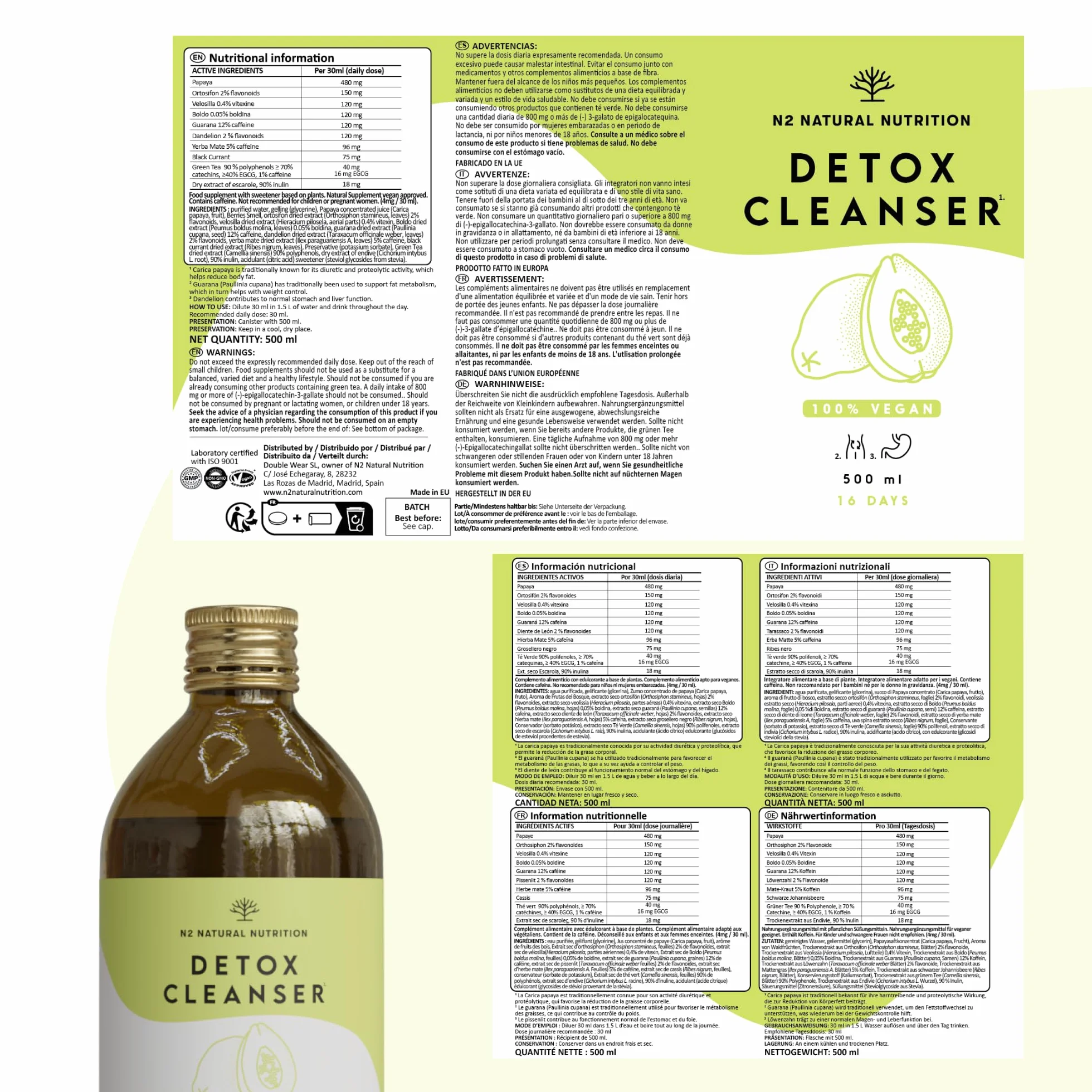 N2 Natural Nutrition DETOX Formula Liquida Tè Verde 500 ml