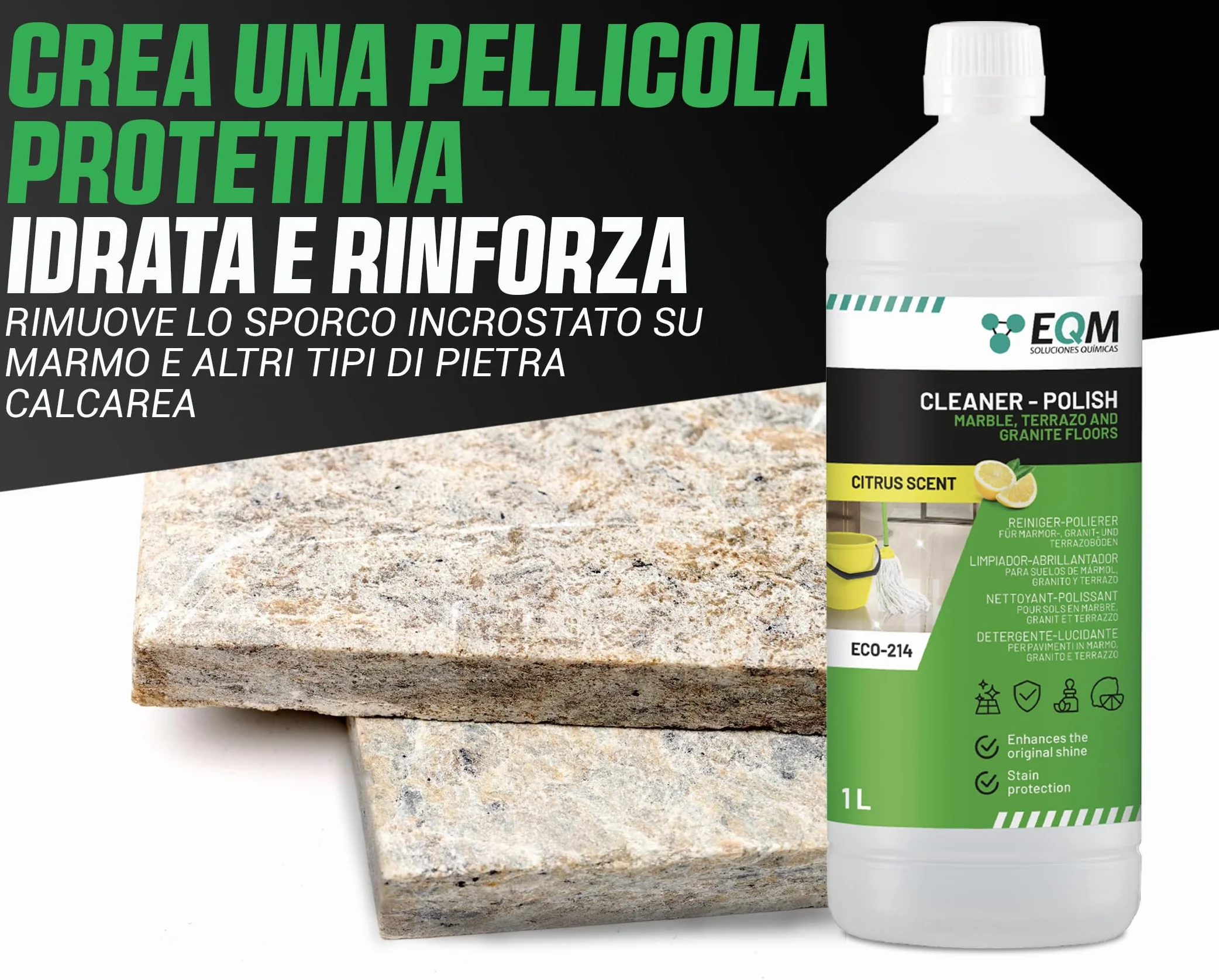 Detergente Lucidante per Marmo, Granito e Pietra Naturale ECO-214 1L