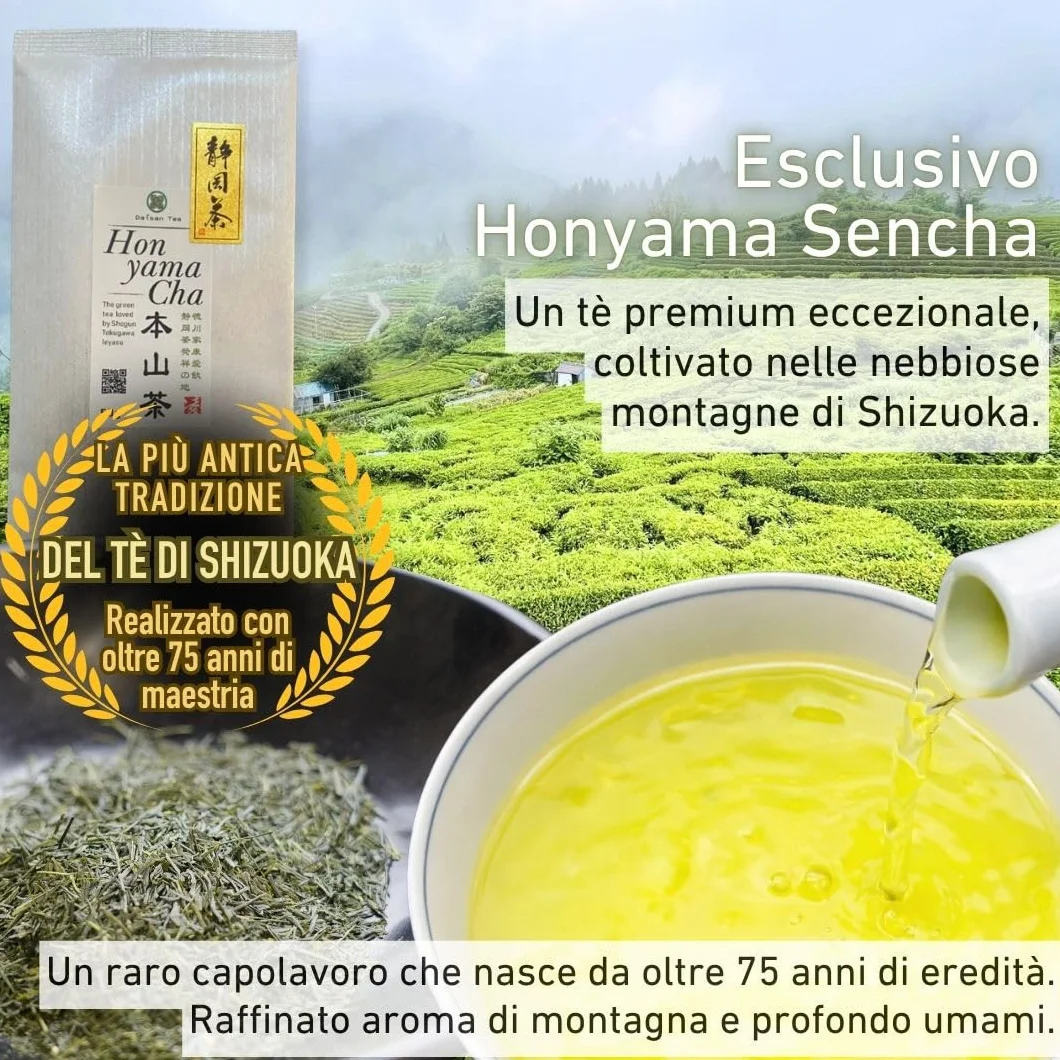 Daisan Tea, Honyama Tè Verde, Tè Verde Giapponese, Tè Sencha Premium | Tè fresco raccolto, Ryoku-Cha Verde Giapponese di Shizuoka, Giappone, Novità in Europa (100g)