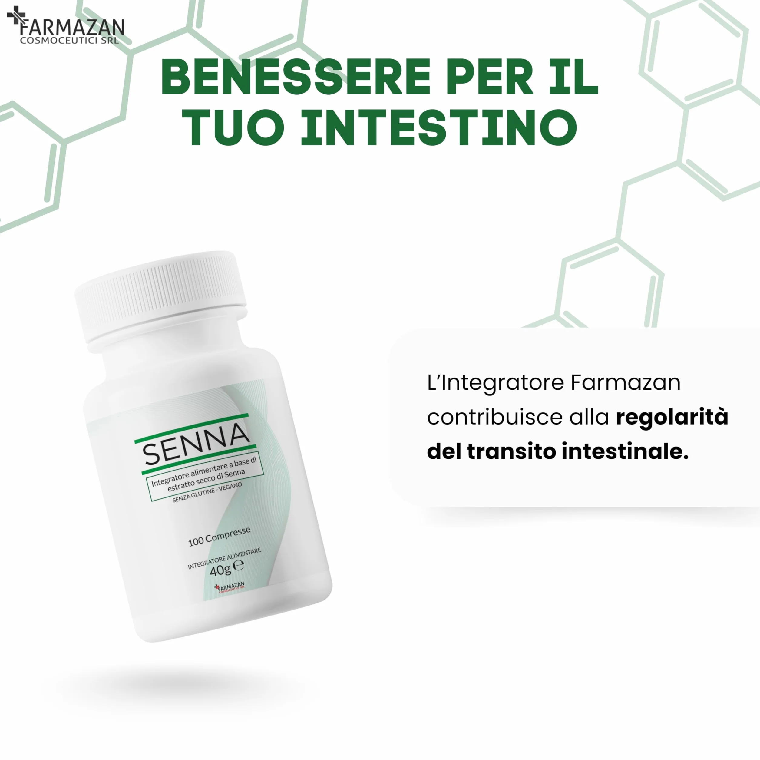 Farmazan Senna 100 Compresse 200mg Integratore Alimentare Regolarità Intestinale Senza Glutine