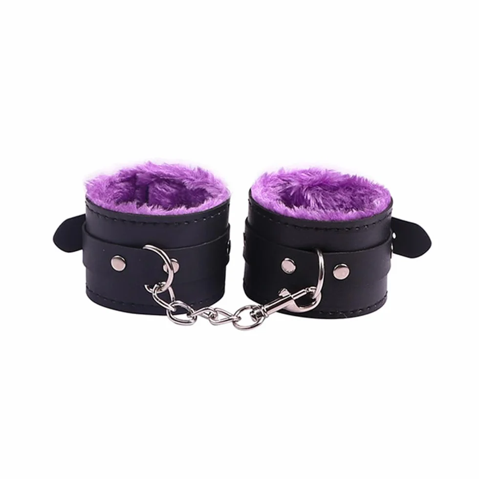 HUNTVE Manette con Maschera per Gli Occhi, Regalo di Coppia, Set da Camera da Letto (Viola 7 Pezzi)